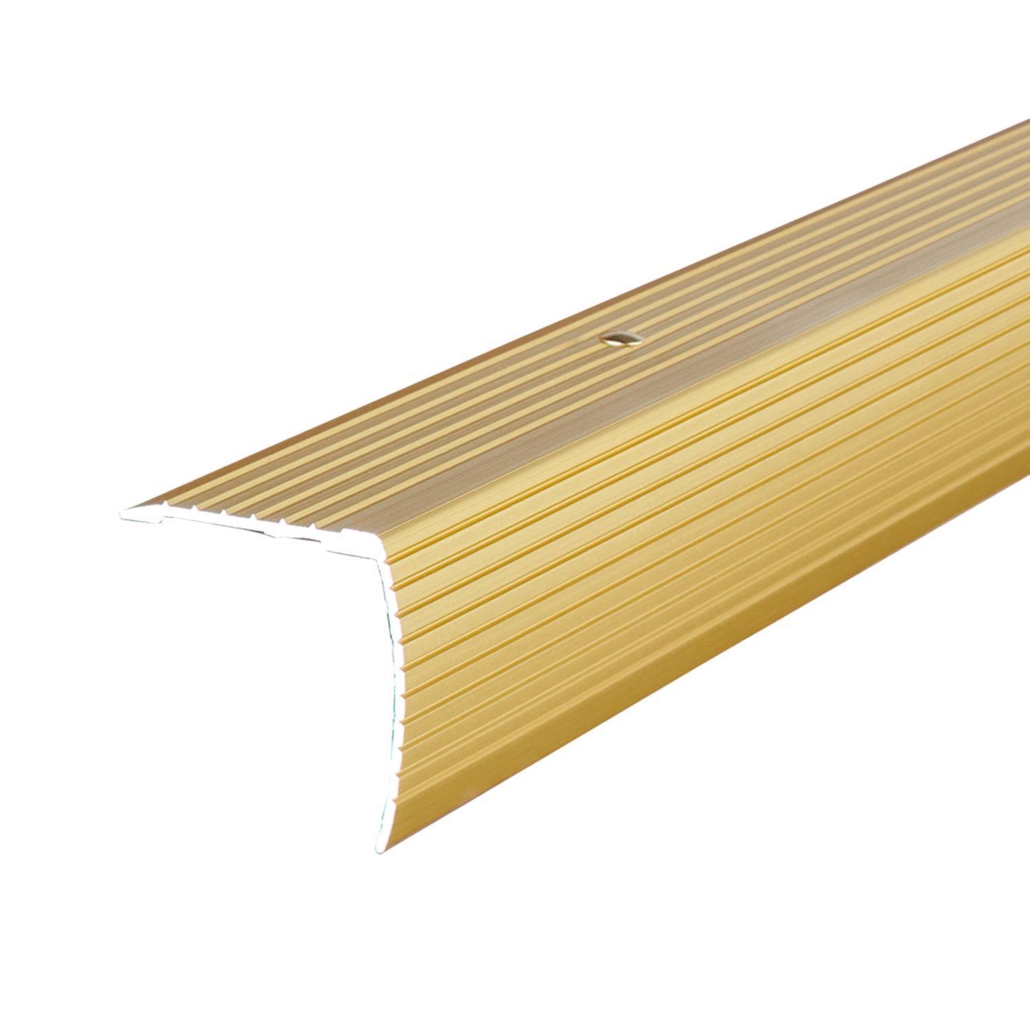 M-D Building Products 1.125 in. H X 1.125 in. W X 72 in. L Prefinished Satin Brass Aluminum Stair Ed