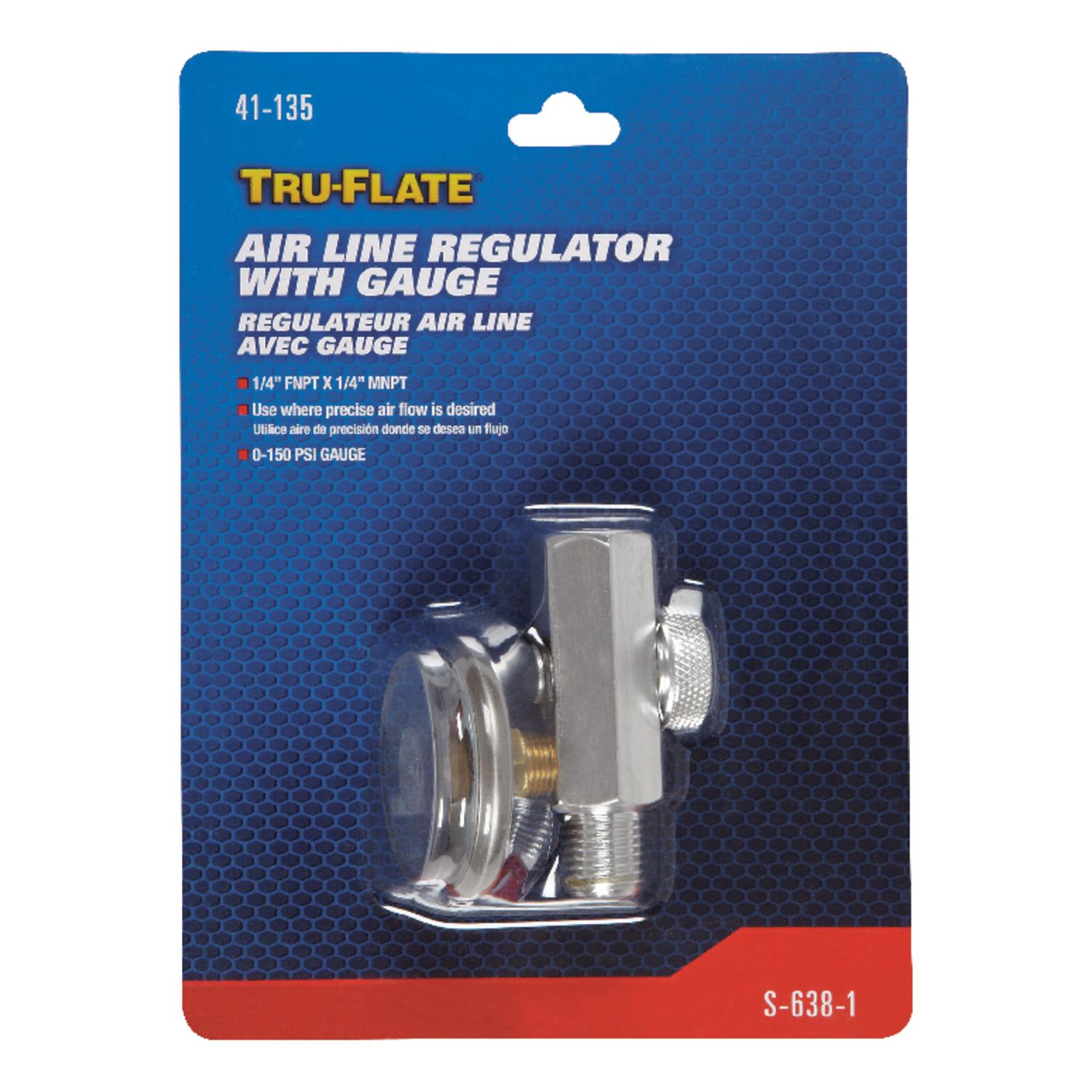 Tru-Flate Steel Air Line Regulator with Gauge 1/4 in. NPT 150 psi 1 pc