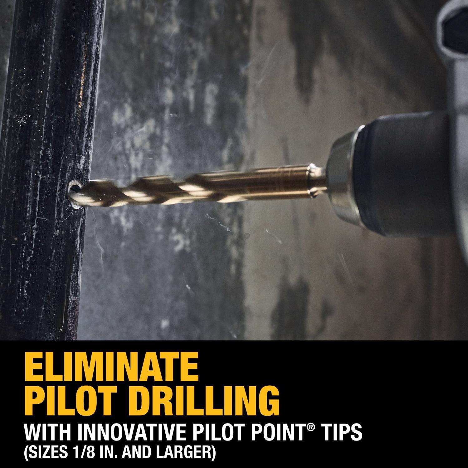 DEWALT ELITE SERIES 1/4 in. X 4 in. L Cobalt Steel Pilot Point Drill Bit Round Shank 1 pc