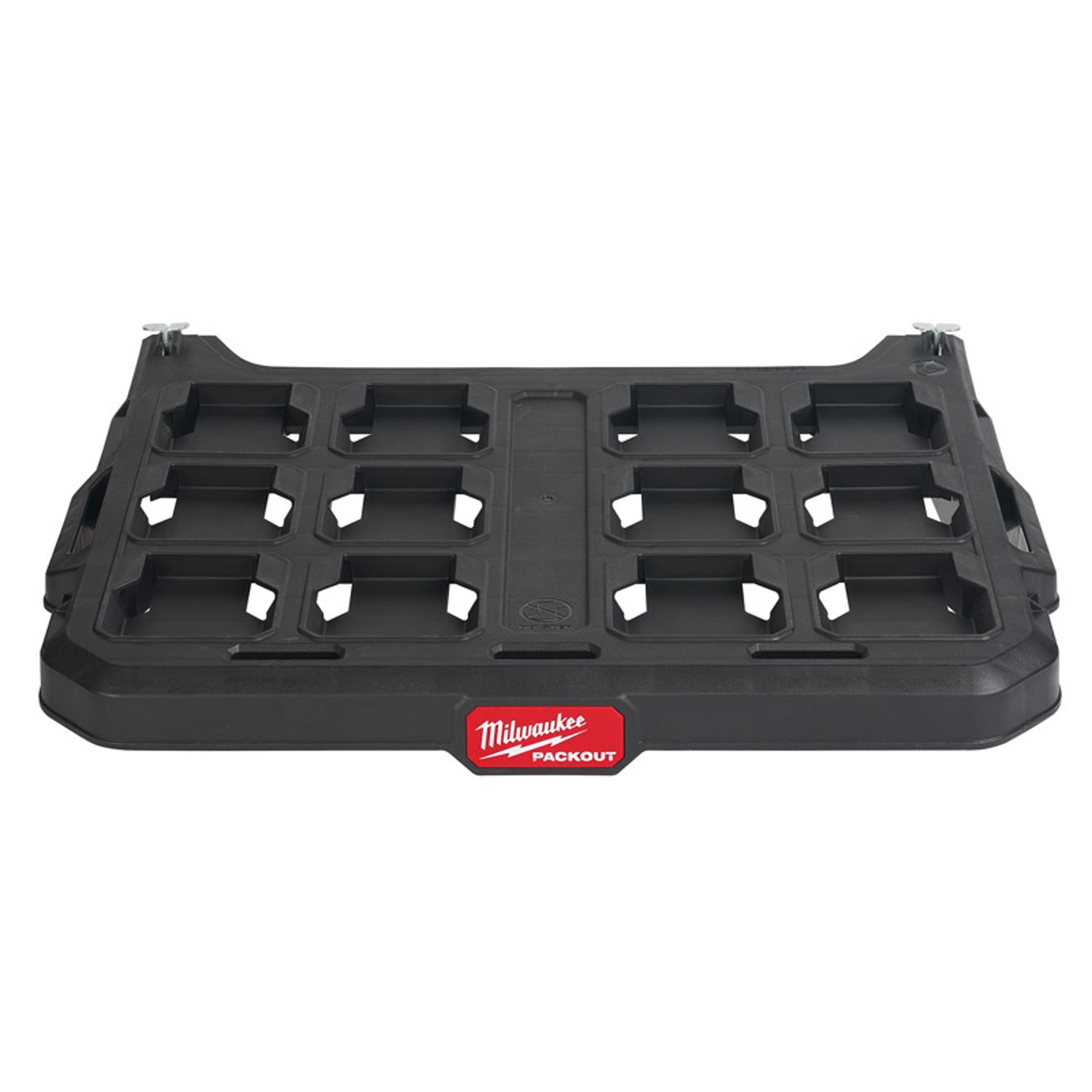 Milwaukee Packout 3.9 in. H X 21 in. W X 16.6 in. D Black Metal/Plastic Shelf Milwaukee Packout 3.9 in. H X 21 in. W X 16.6 in. D Black Metal/Plastic Shelf