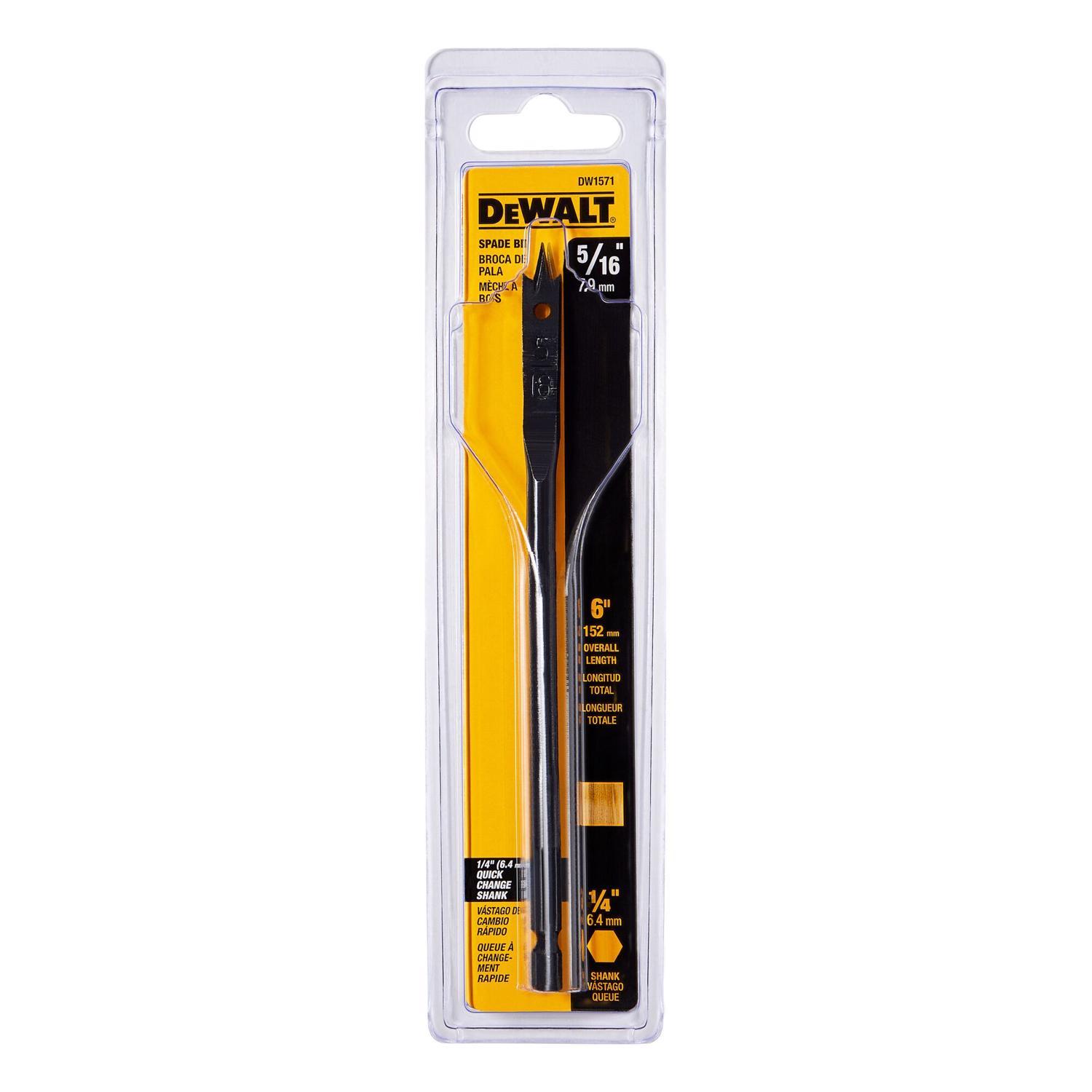 DEWALT 5/16 in. X 6 in. L Carbon Steel Spade Bit Ball Groove Shank 1 pk