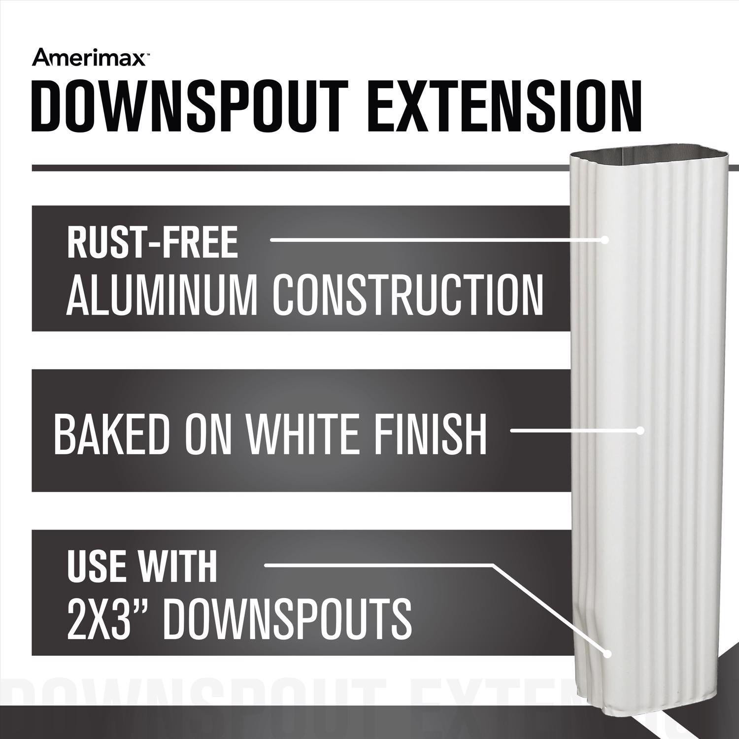 Amerimax 3 in. H X 2 in. W X 15 in. L White Aluminum K Downspout Extension
