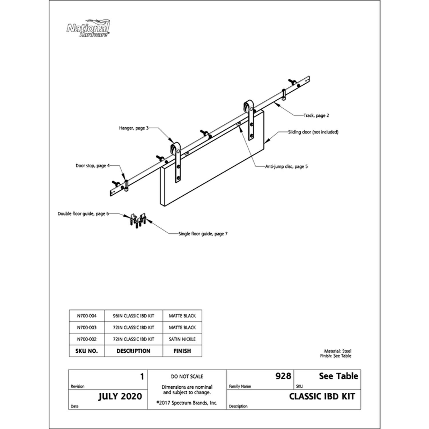 National Hardware Classic 72 in. L Matte Black Steel Barn Door Hanger Kit 1 pc