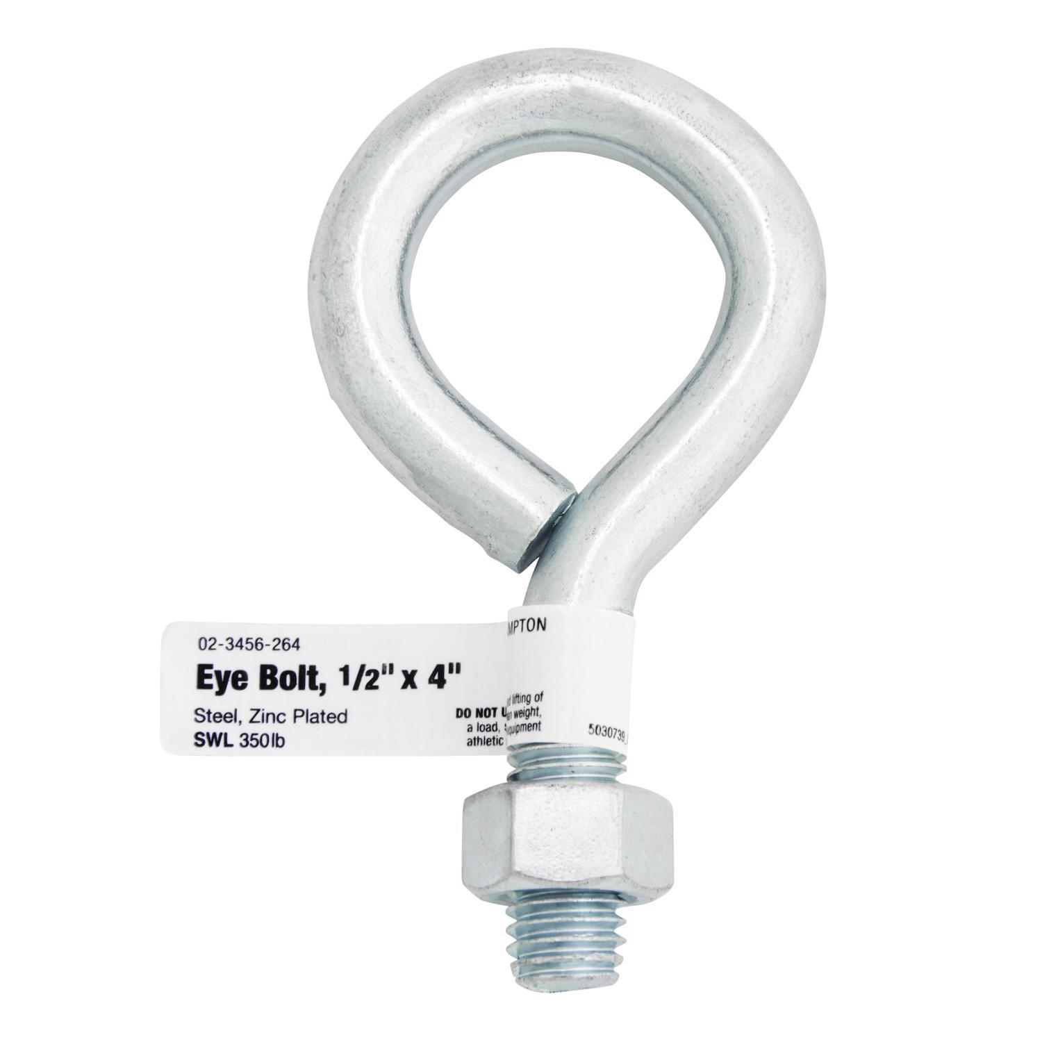 Hampton 1/2 in. X 4 in. L Zinc-Plated Steel Eyebolt Nut Included
