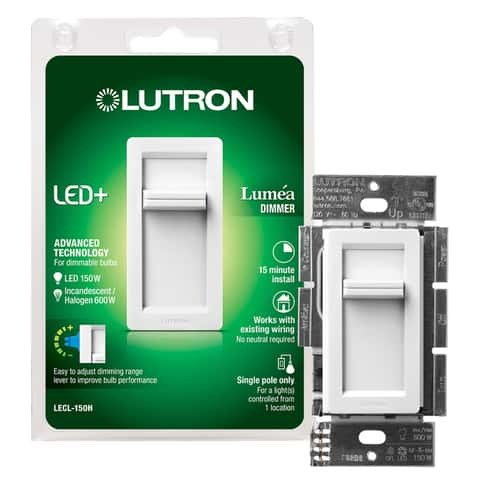 Lutron Lumea White 150 W Slide Dimmer Switch 1 Pack