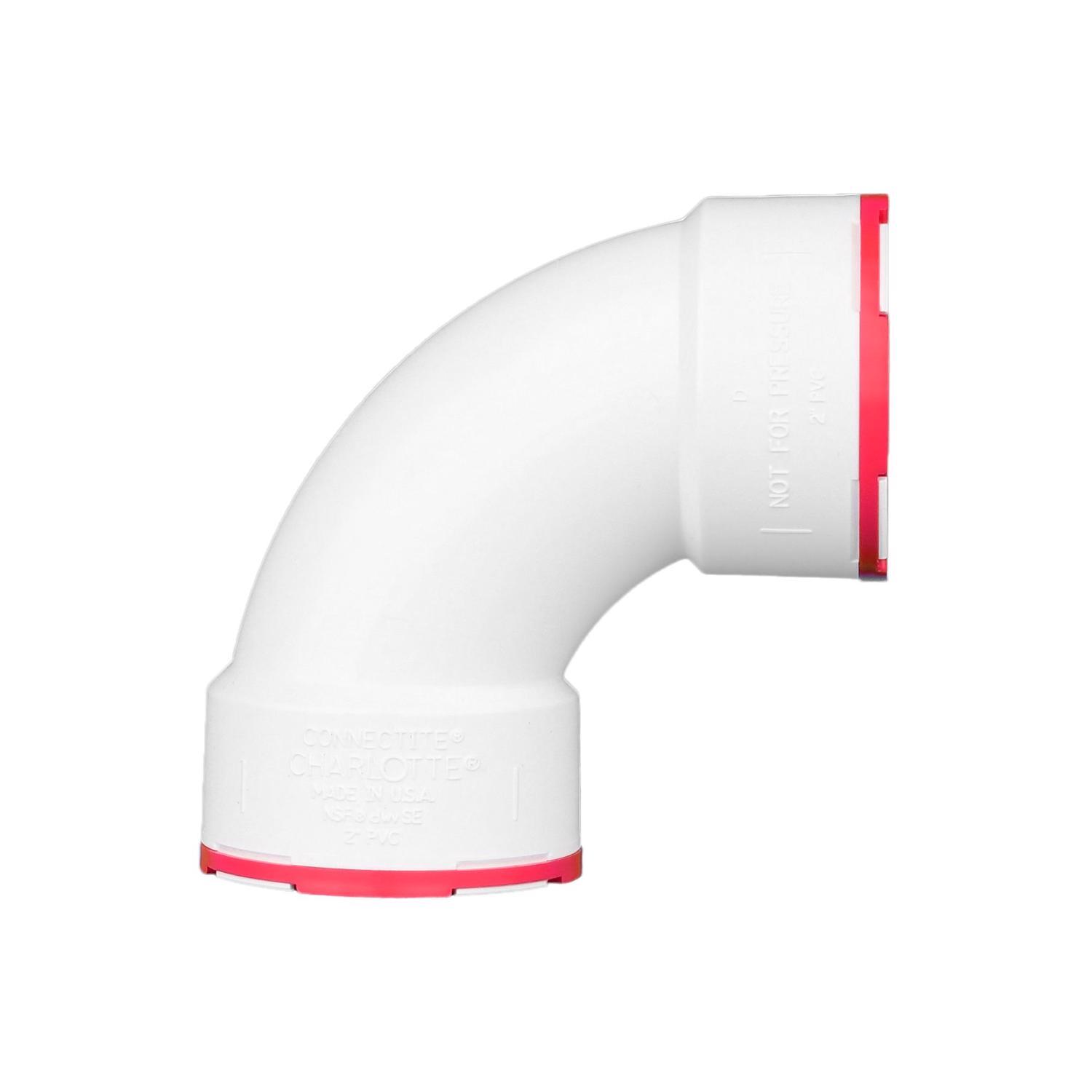 Charlotte Pipe ConnecTite Schedule 40 2 in. Hub X 2 in. D Hub PVC Bend Elbow 1 pk