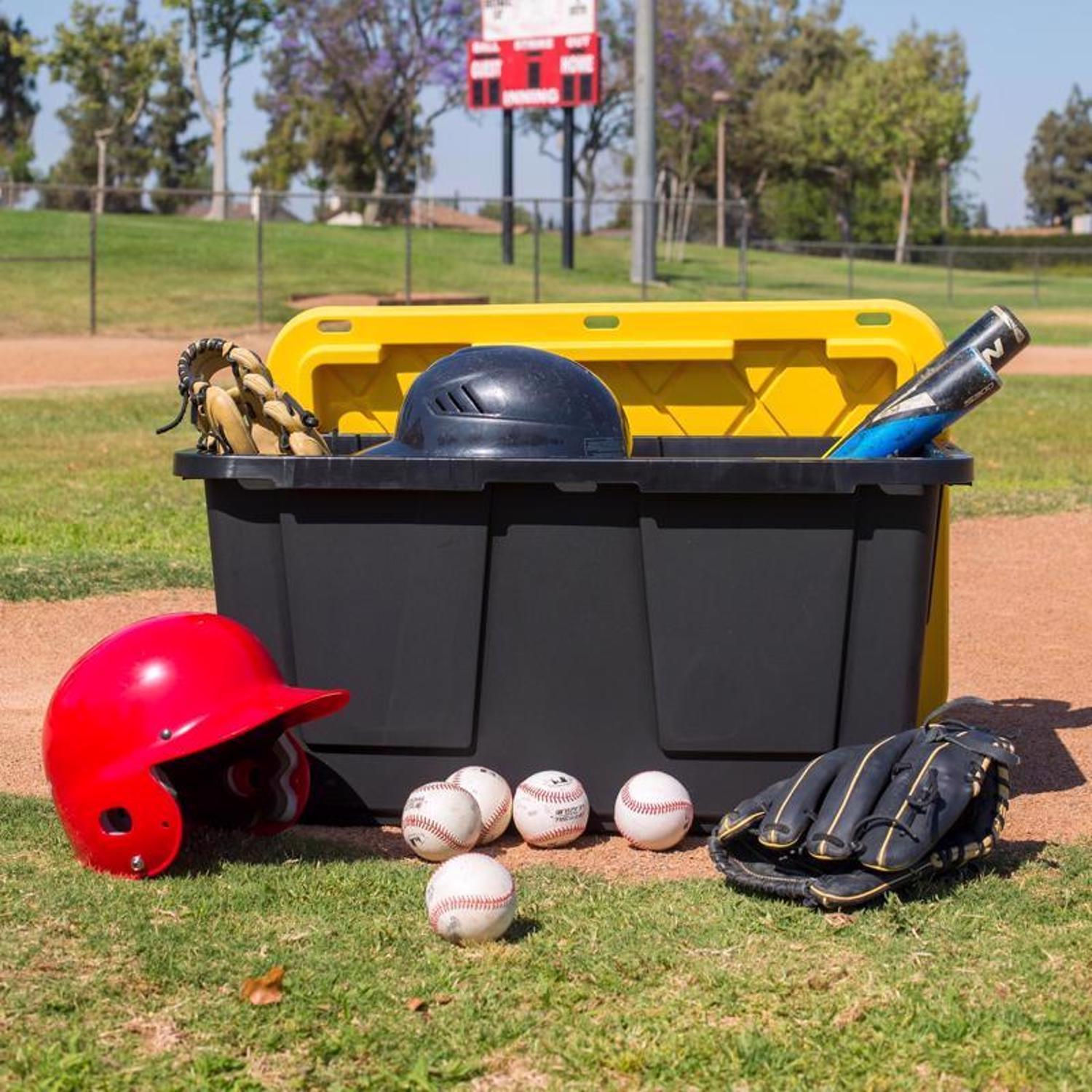 Greenmade 27 gal Black/Yellow Snap Lock Storage Box 14.7 in. H X 20.4 in. W X 30.4 in. D Stackable