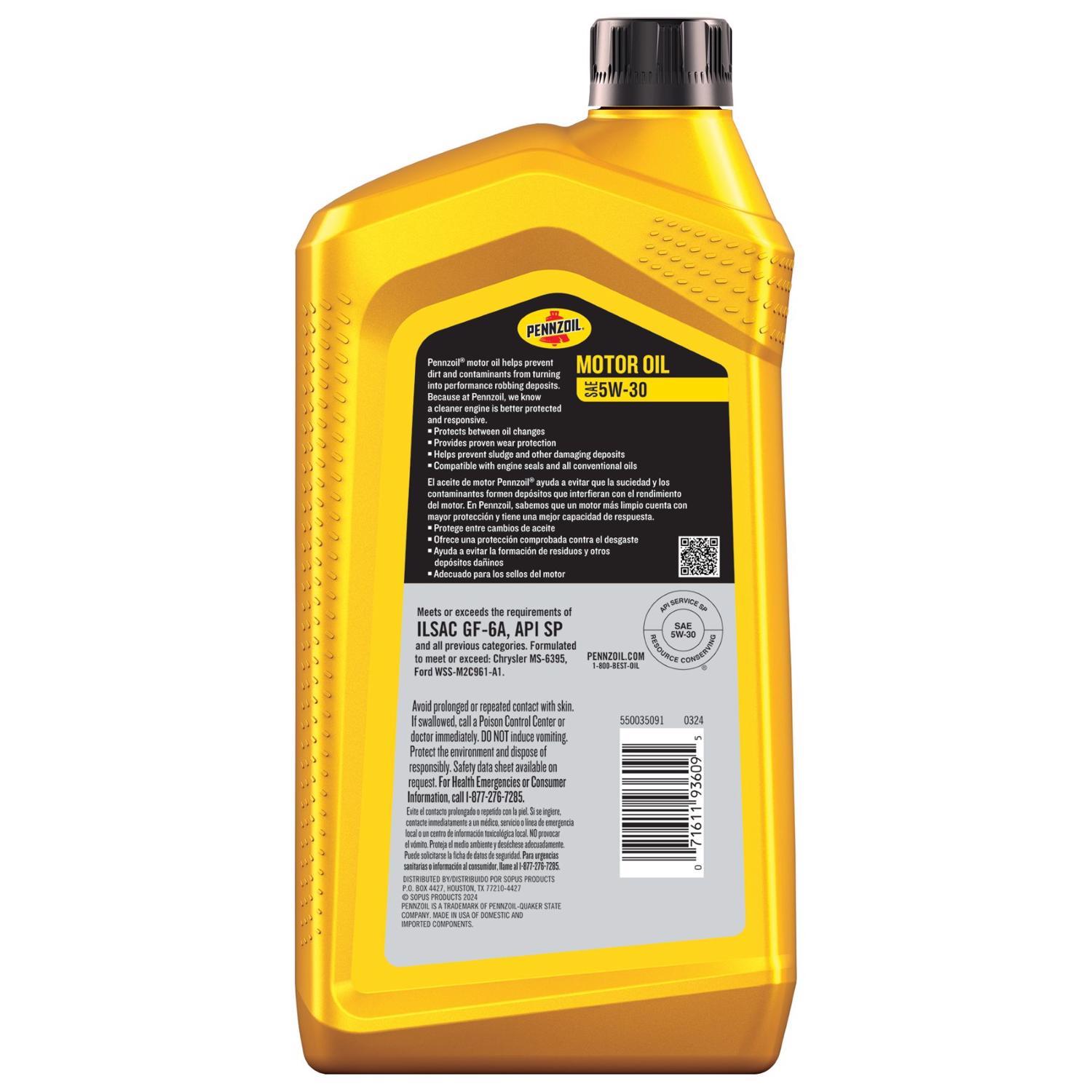 Pennzoil 5W-30 Synthetic Blend Motor Oil 1 qt 1 pk