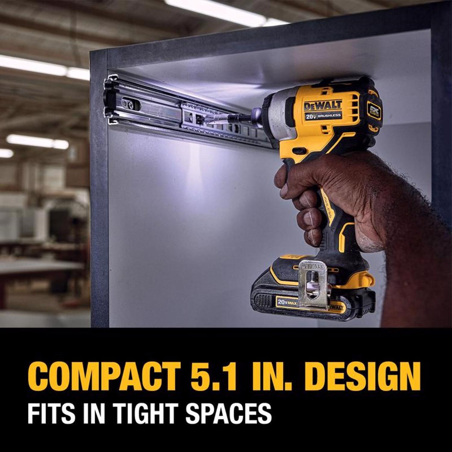 DEWALT 20V MAX ATOMIC 1/4 in. Cordless Brushless Compact Impact Driver Kit (Battery & Charger)