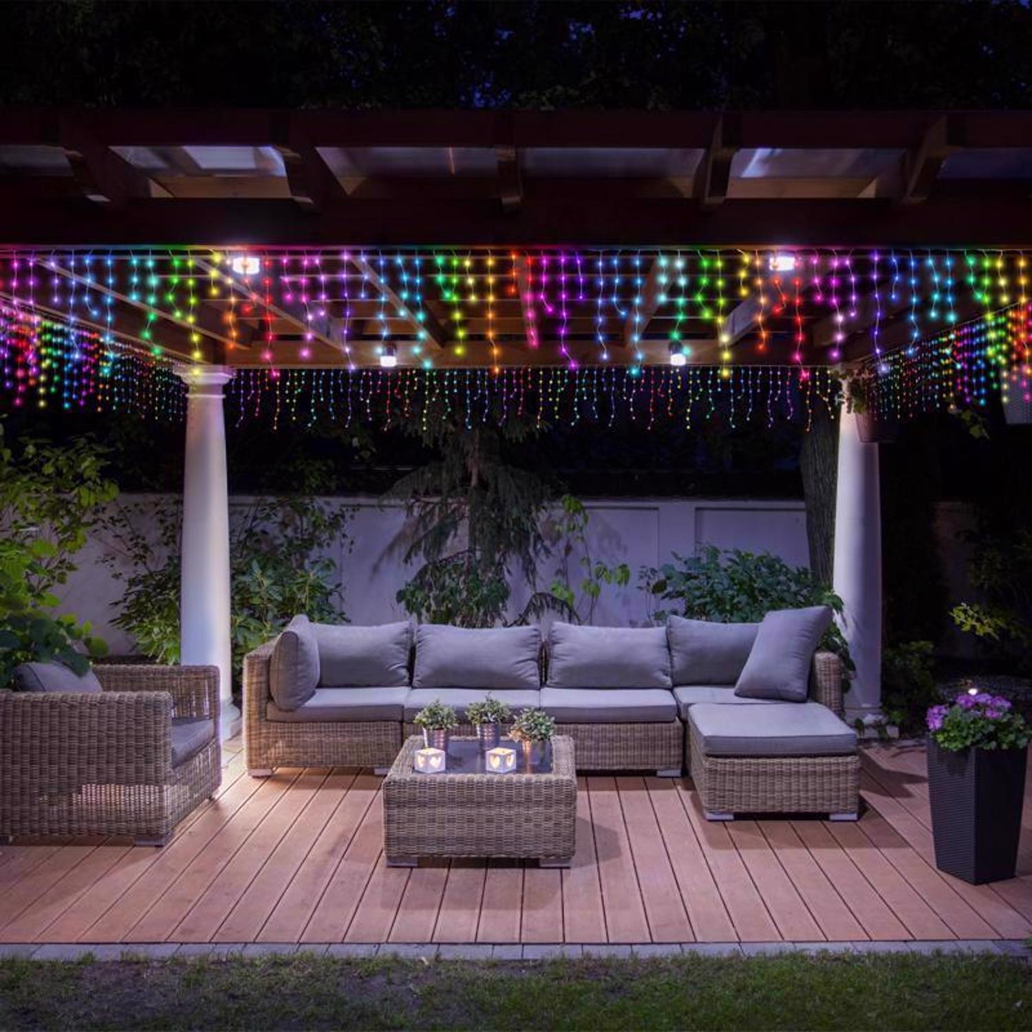 Celebrations Platinum Brilliant LED Micro/5mm RGBW 150 ct Icicle Christmas Lights 16 ft.
