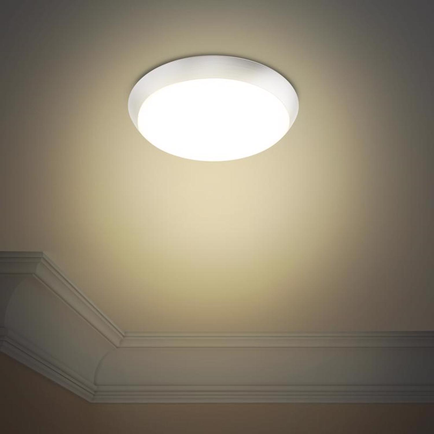 Feit 3 in. H X 9 in. W X 9 in. L Brushed Nickel White Ceiling Fixture