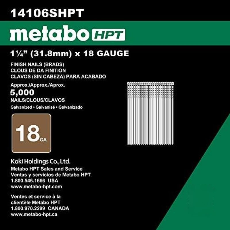 Metabo HPT Brad Nails, 1-1/4in. x 18 Gauge, 5000 Count