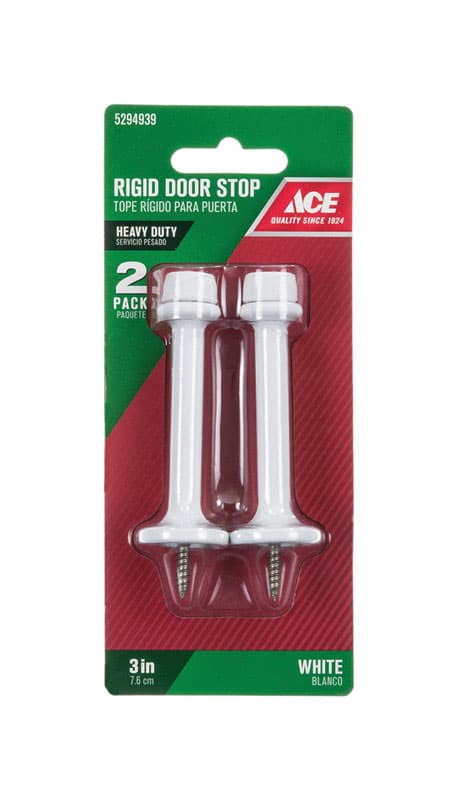 Ace 3 in. W Metal White Rigid Door Stop Mounts to door and wall 1/8 in.