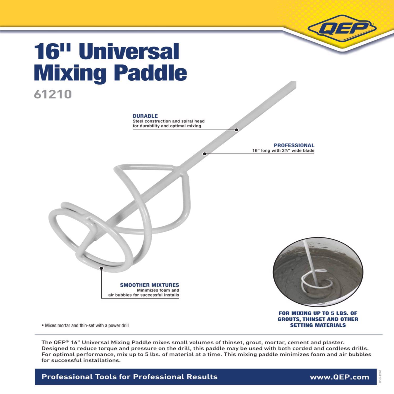 QEP 3.125 in. H X 3.12 in. W X 16 in. L Steel Grout Mixing Paddle 1 pk