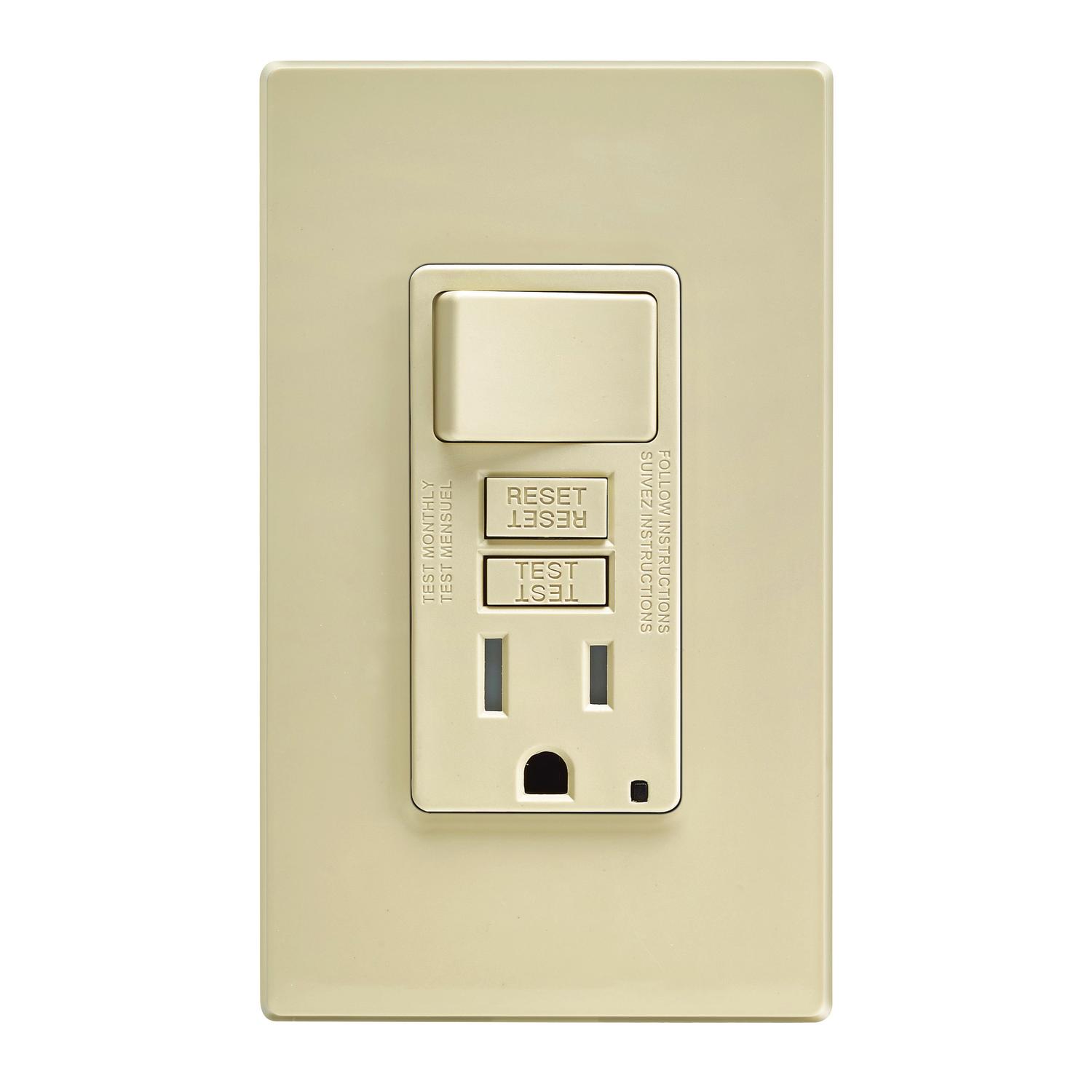 Leviton SmartlockPro 15 amps 125 V Ivory GFCI Outlet 5-15R 1 pk