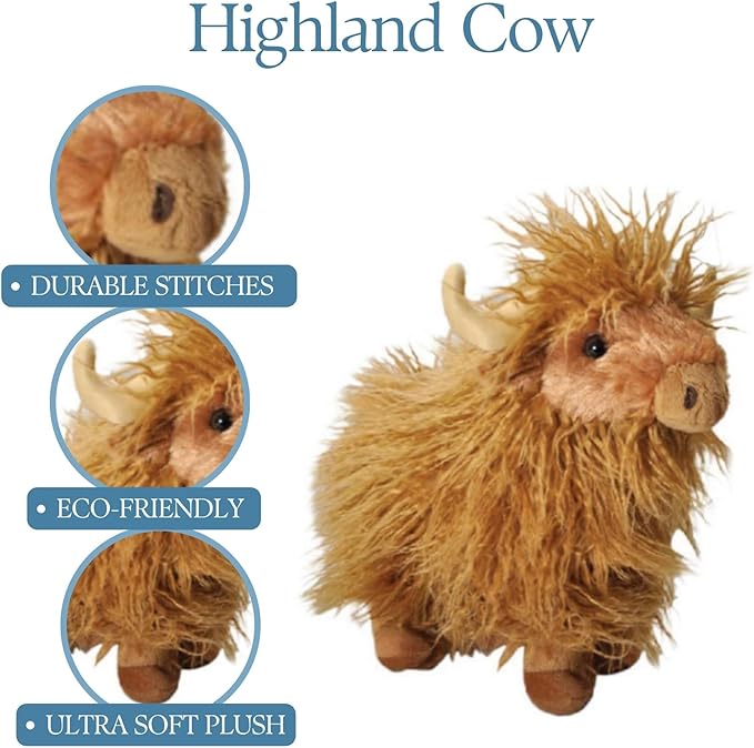 The Petting Zoo Highland Cow Plushie Stuffed Animal, Gifts for Kids, Wild Onez Wildlife Animals, Standing Cow Plush Toy, 12 in.