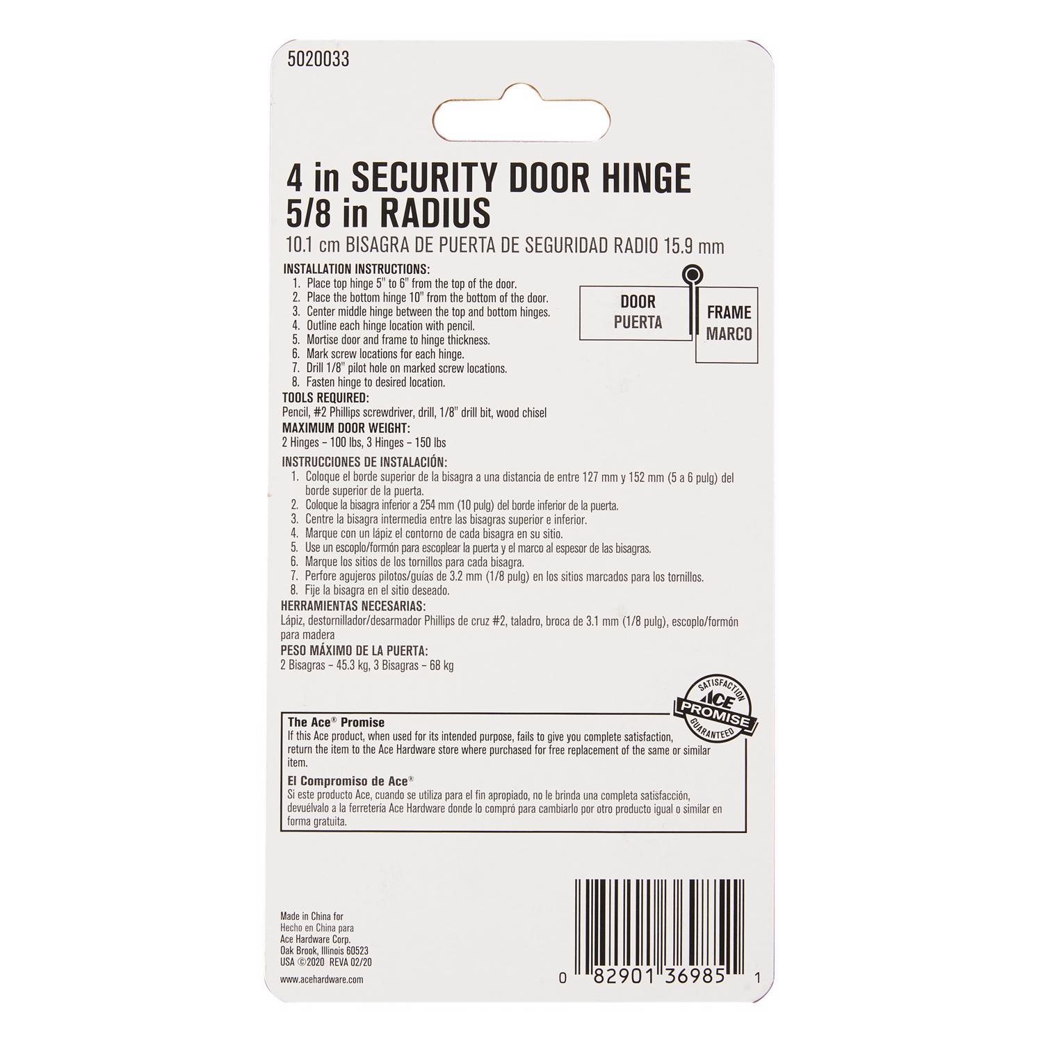 Ace 4 in. L Oil Rubbed Bronze Residential Door Hinge 1 pk