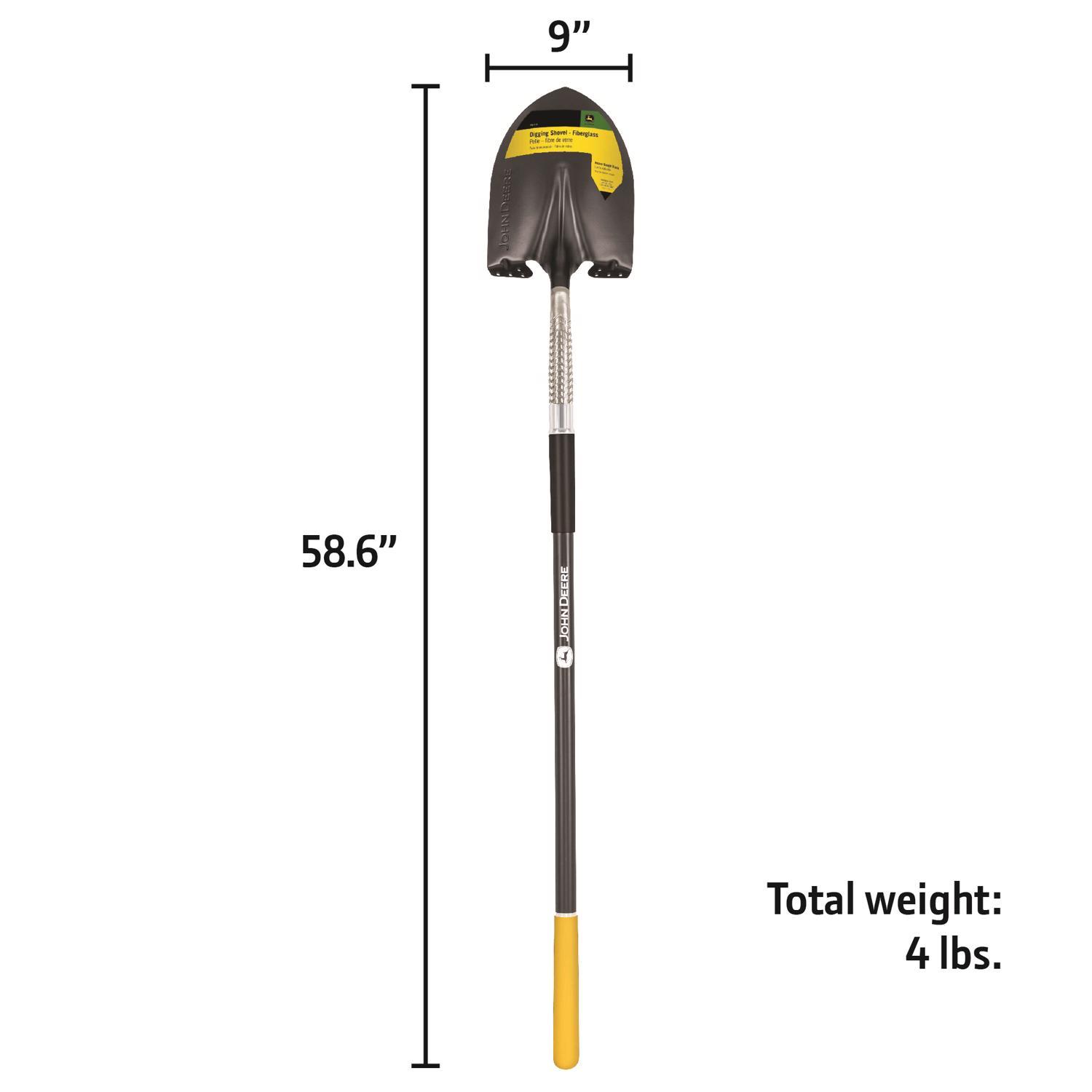 John Deere 59 in. Steel Round Digging Shovel Fiberglass Handle