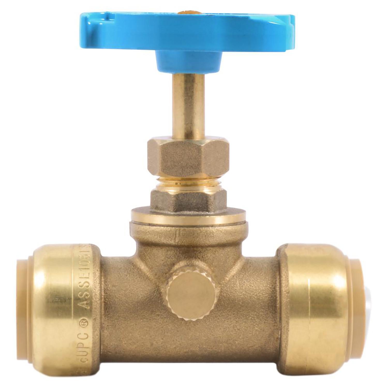 SharkBite 3/4 in. PTC X 3/4 in. Brass Stop Valve with Drain