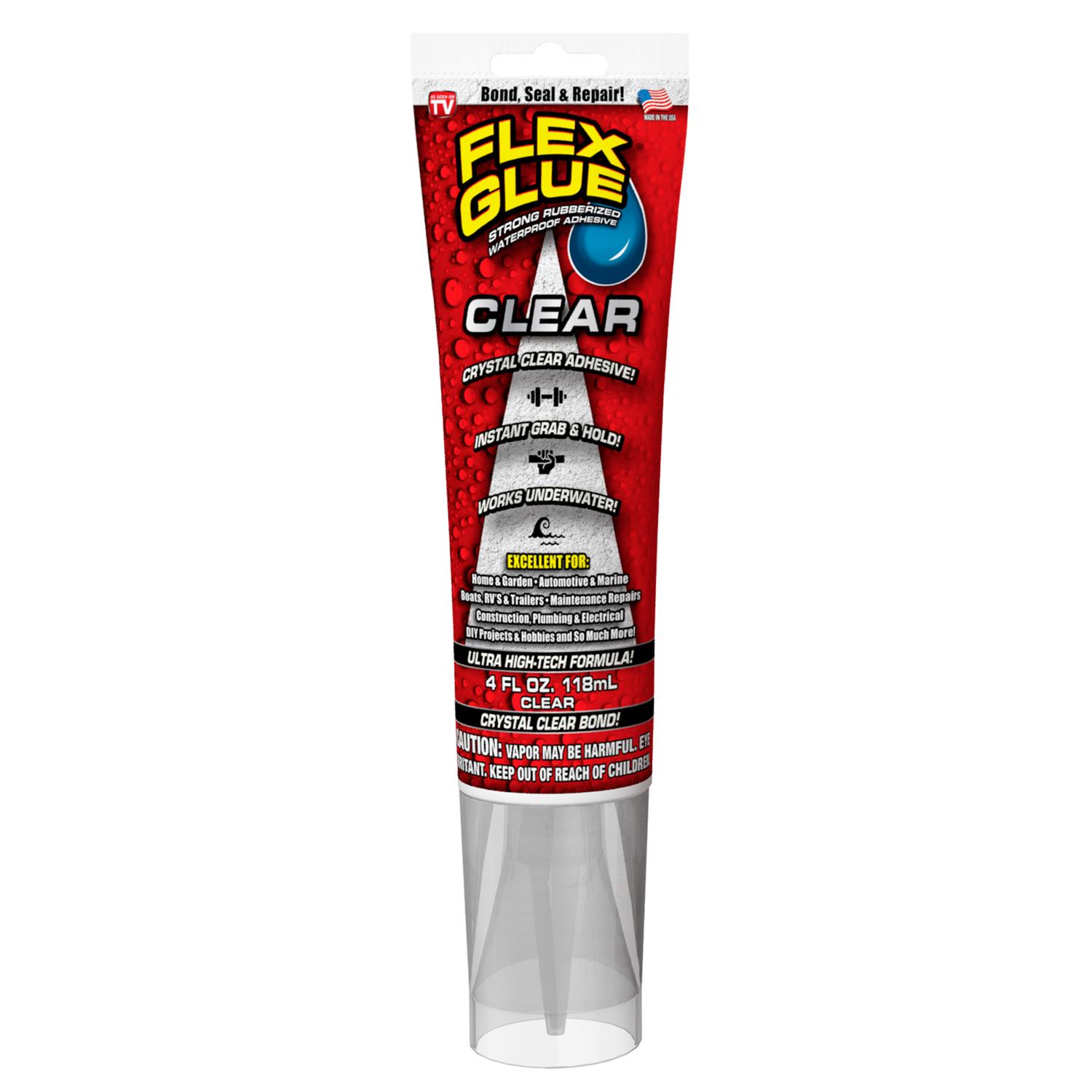 Flex Seal Family of Products Flex Glue Clear Rubberized Waterproof Adhesive 4 oz