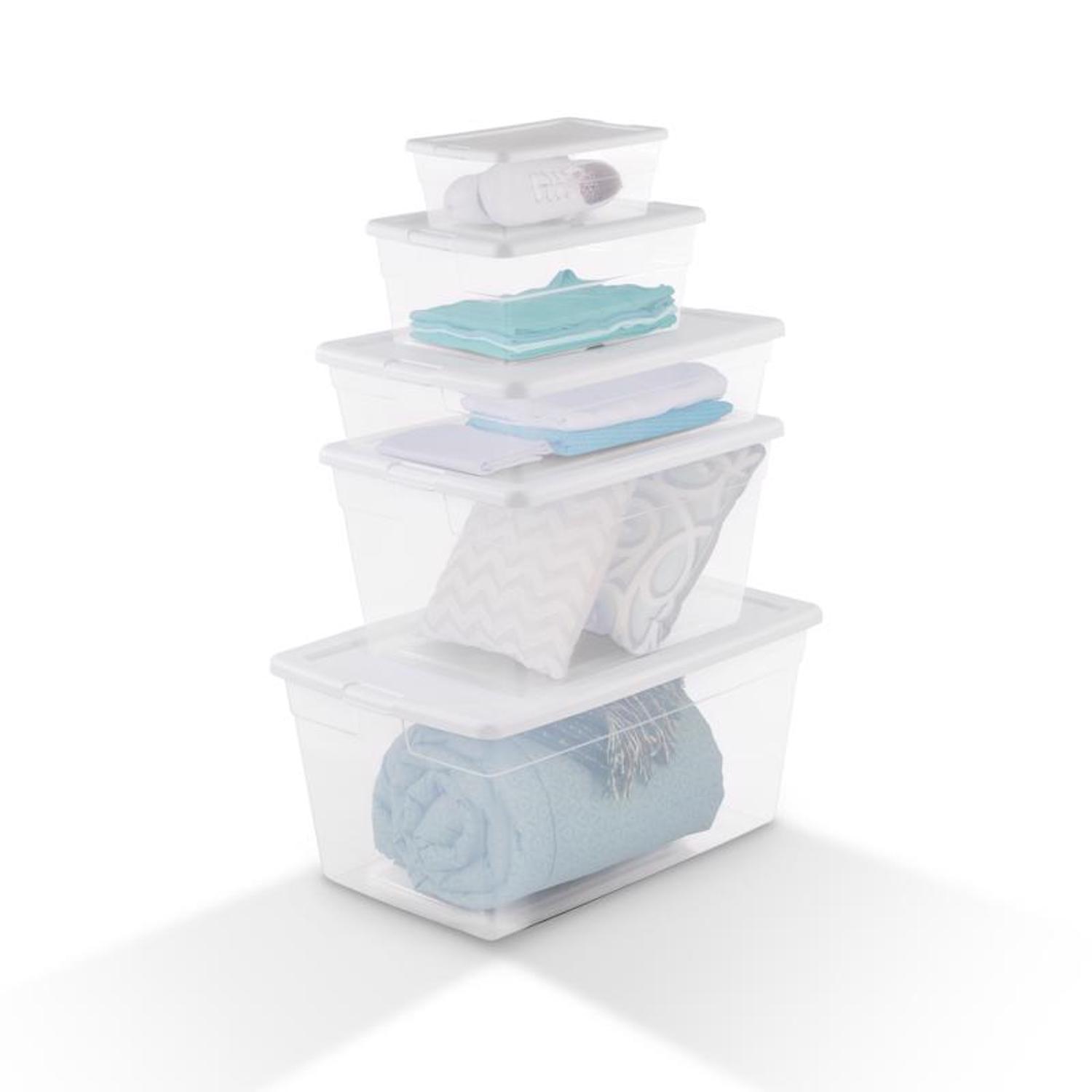Sterilite 6 qt Clear Storage Box 4.875 in. H X 8.25 in. W X 13.625 in. D Stackable