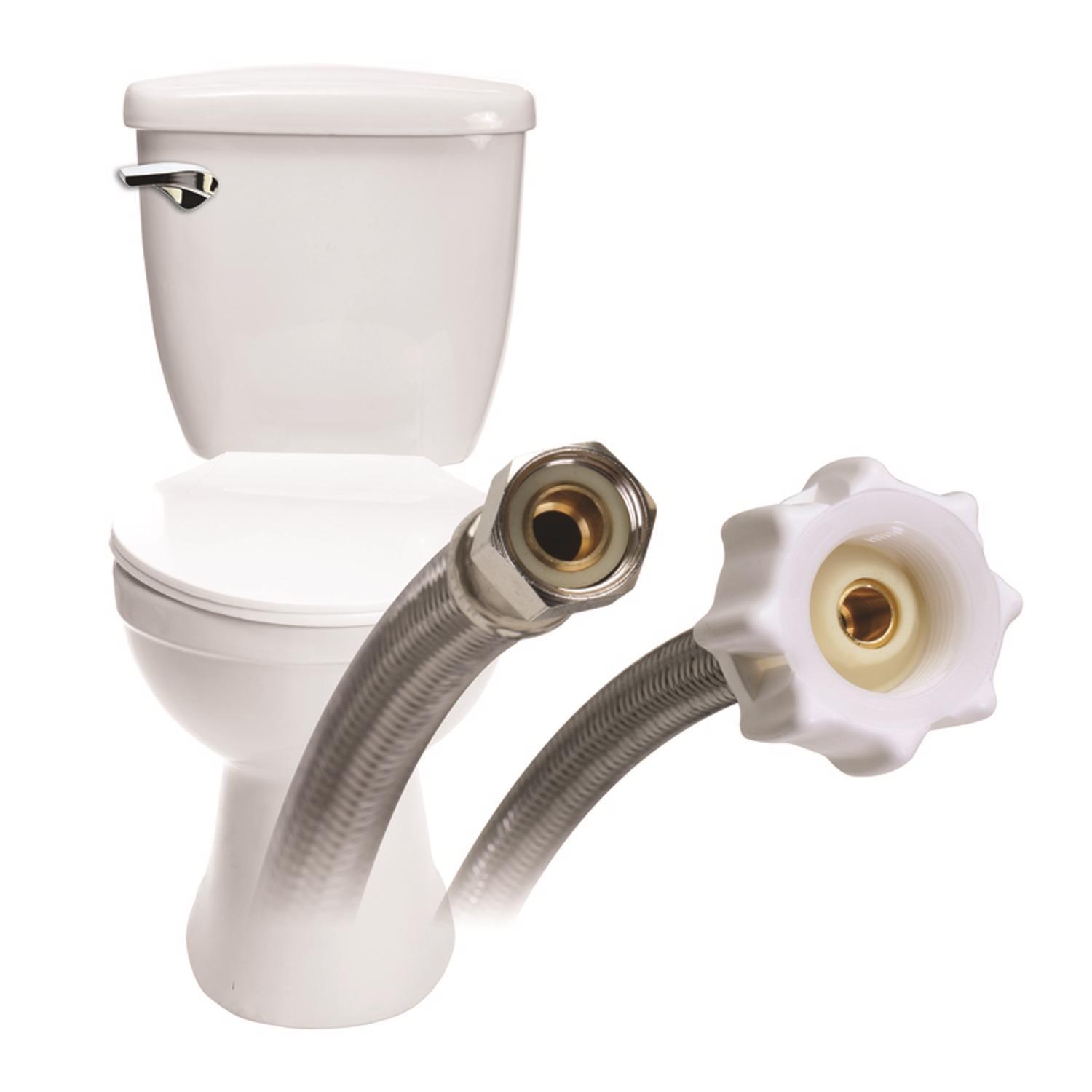 Fluidmaster 3/8 in. Compression X 7/8 in. D Ballcock 20 in. Braided Stainless Steel Toilet Supply Li