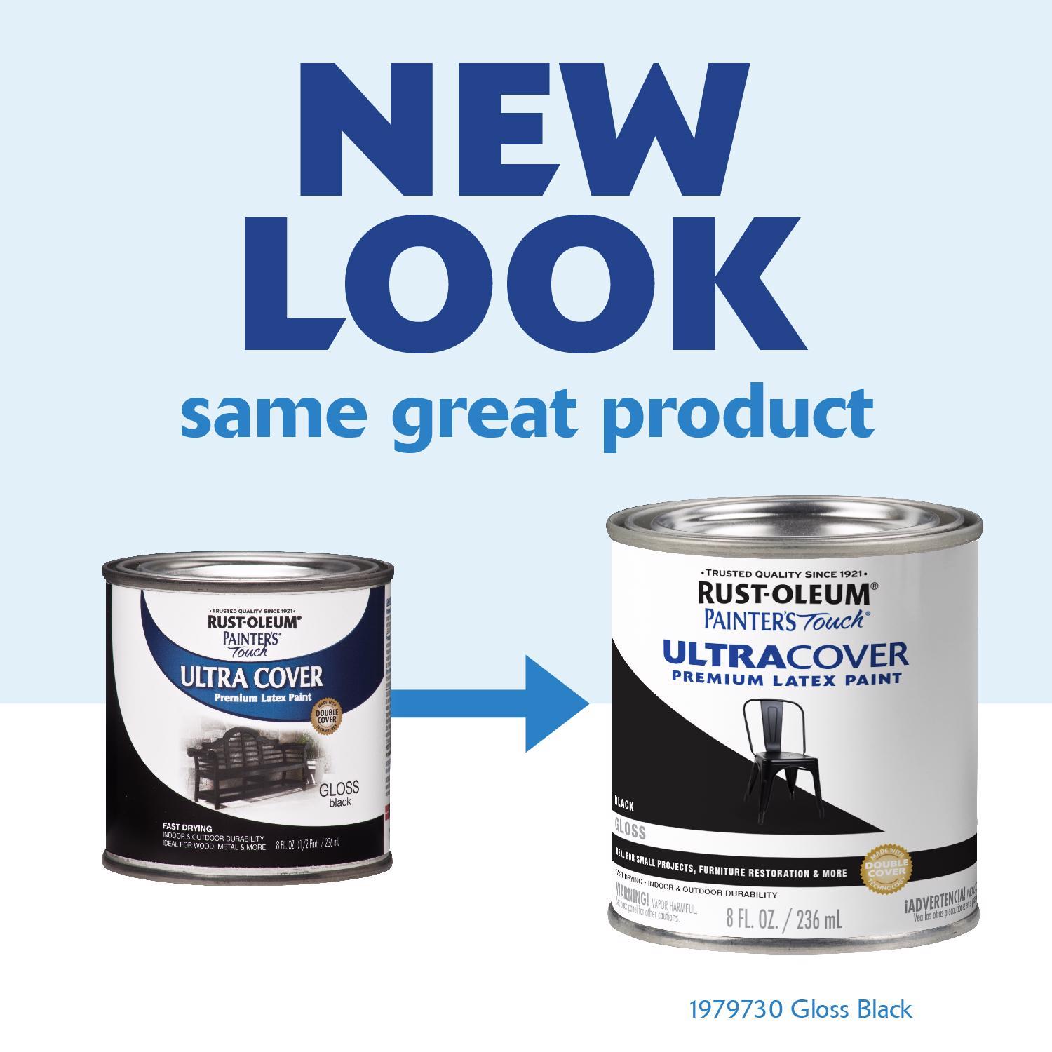 Rust-Oleum Painters Touch Gloss Black Water-Based Ultra Cover Paint Exterior and Interior 0.5 pt