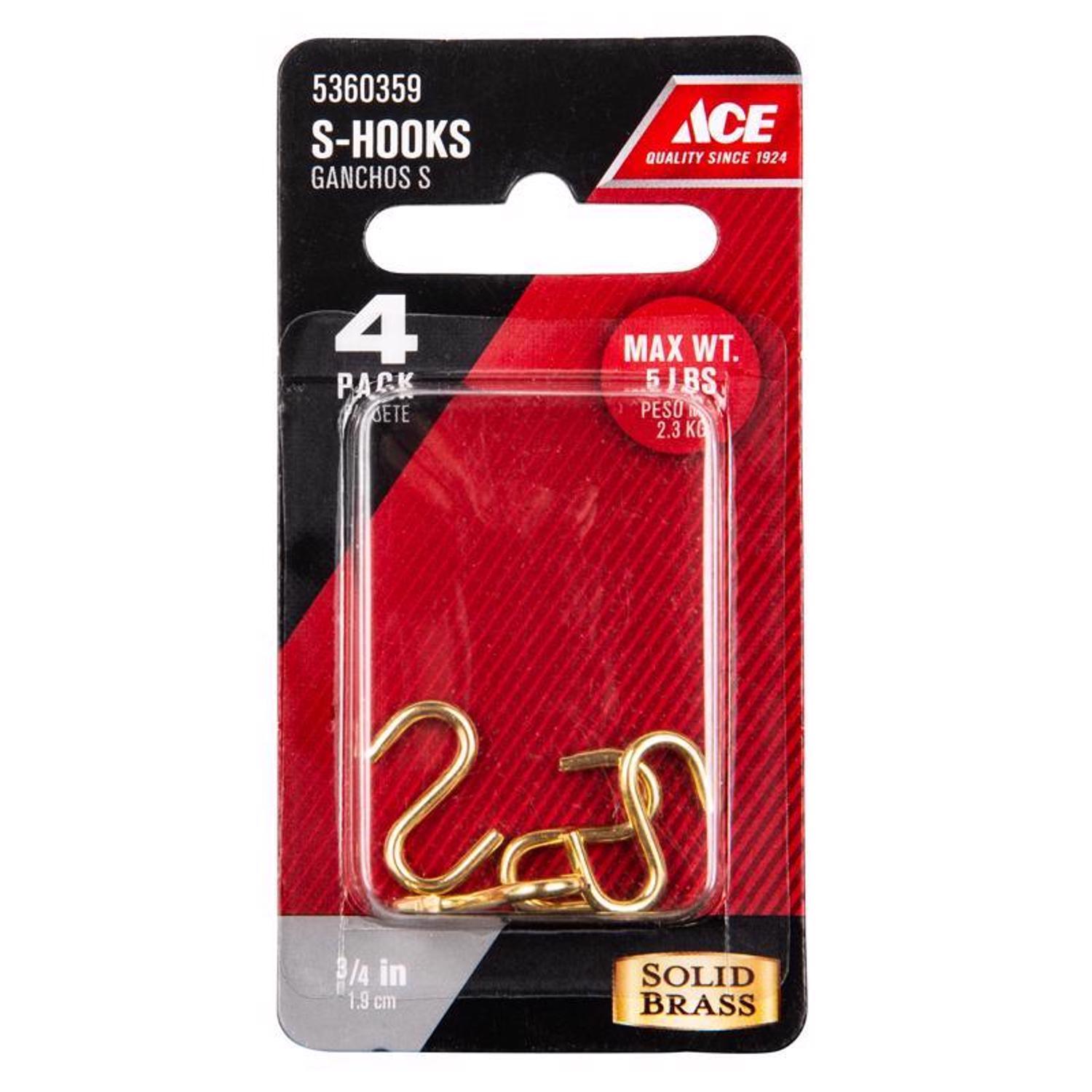 Ace Small Polished Brass Brass 3/4 in. L S-Hook 5 lb 4 pk