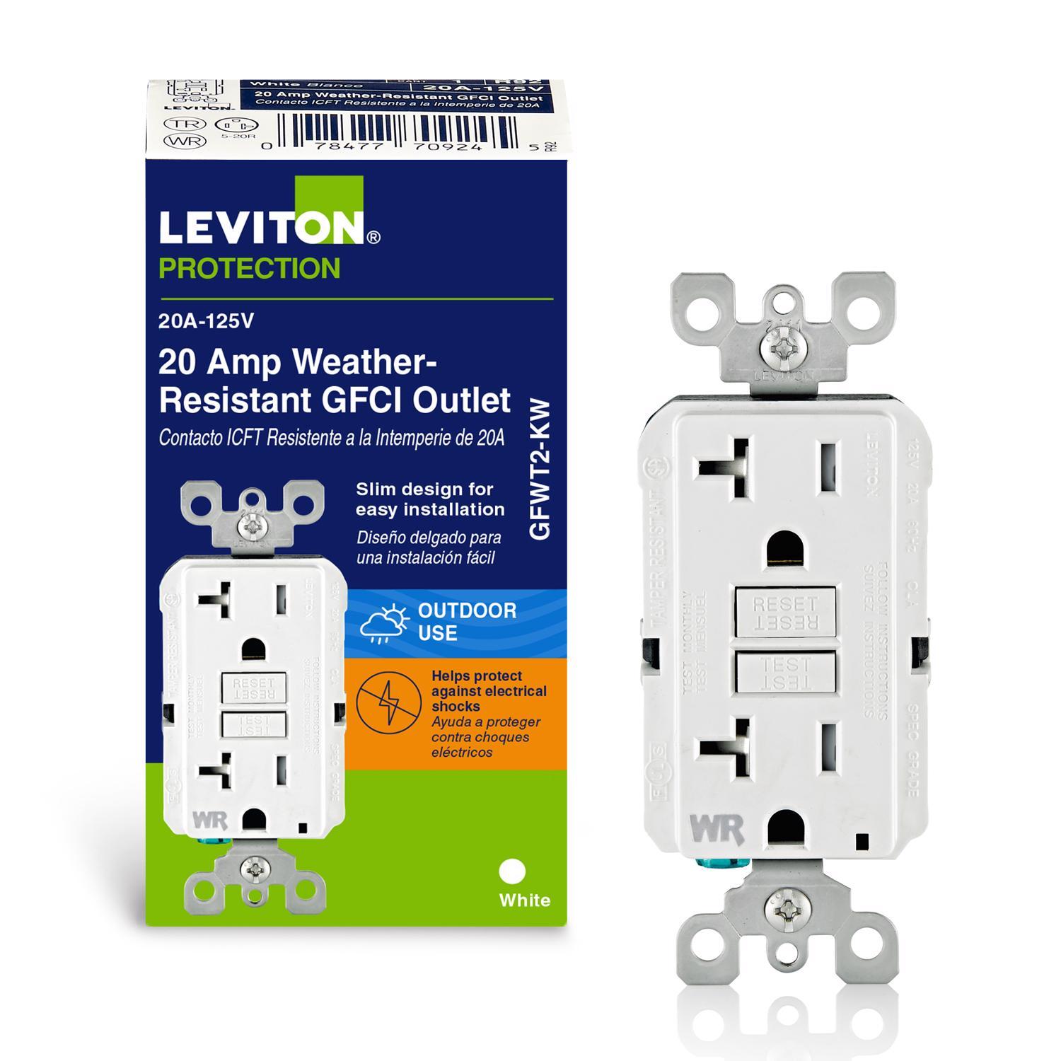 Leviton SmartlockPro 20 amps 125 V Duplex White GFCI Outlet 5-20R 1 pk