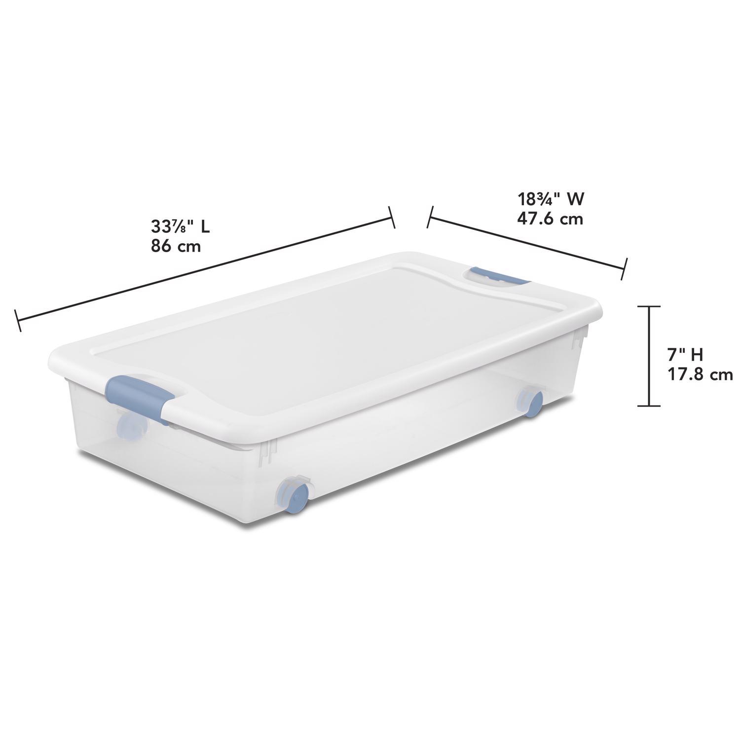 Sterilite 56 qt Clear/White Latch Storage Box 7 in. H X 33-7/8 in. W X 18-3/4 in. D Stackable