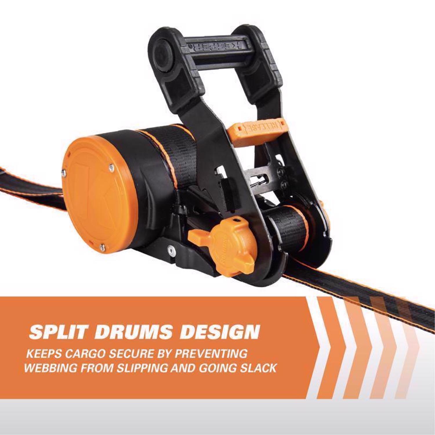 Keeper 1 in. W X 10 ft. L Black Retractable Ratchet 500 lb. 2 Pack