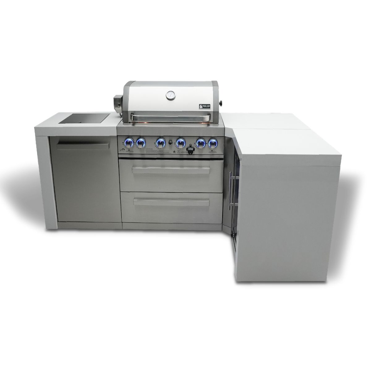 Mont Alpi 4-burner Deluxe Island with a 90-Degree Corner