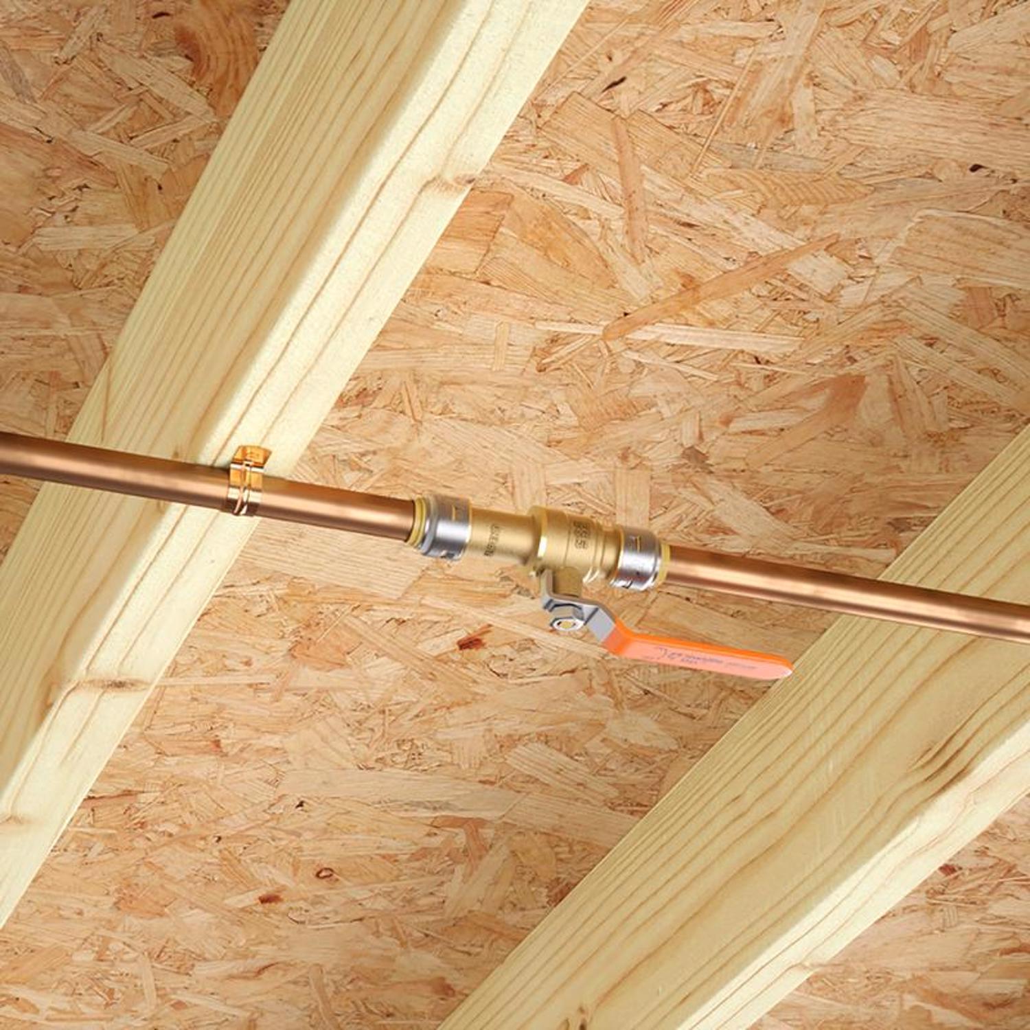 SharkBite 1/2 in. Brass Push Fit Slip Ball Valve Full Port Lever For Potable Water