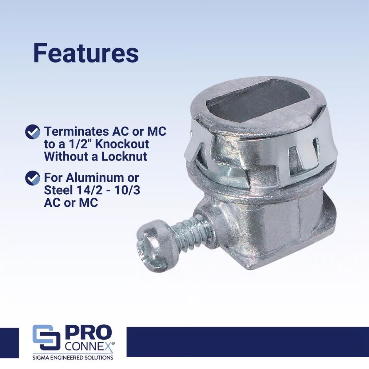 Sigma Engineered Solutions Snap Lock 3/8 in. D Die-Cast Zinc Flex Connector For AC and MC 25 Pack