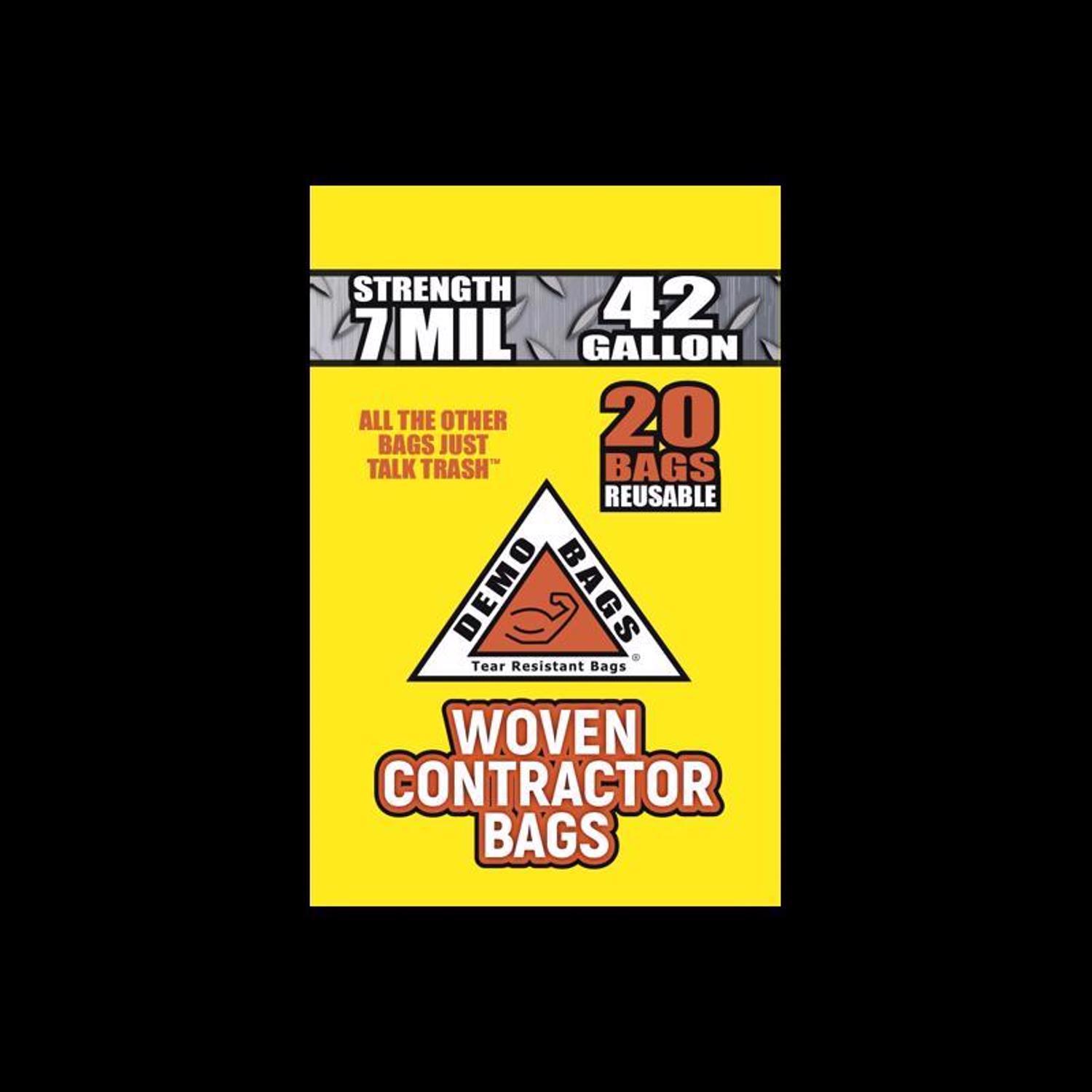 Demo Bags Ultimate Pro Pack 42 gal No Scent Scent Contractor Bags Flap Tie 20 pk 7 mil
