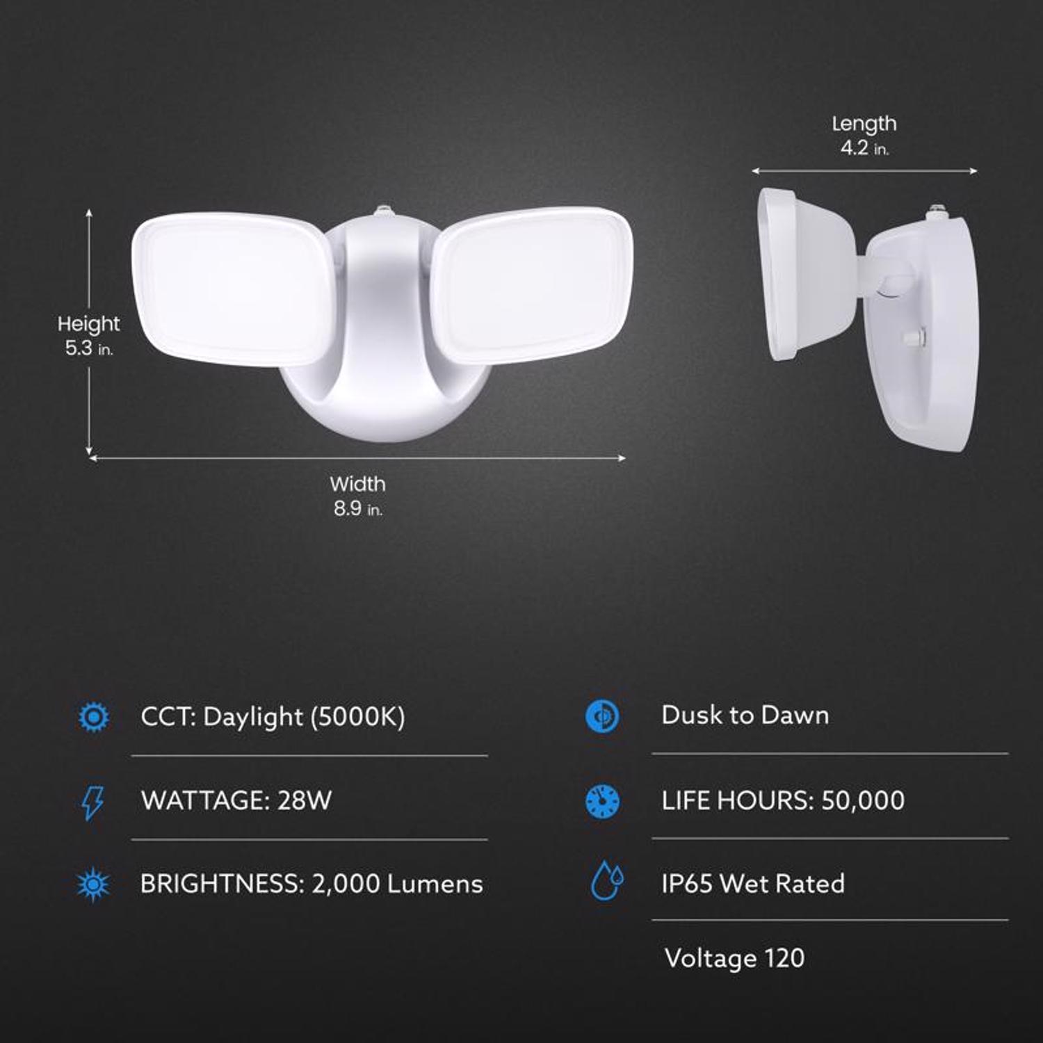 Feit LED Dusk to Dawn Hardwired LED White Security Floodlight