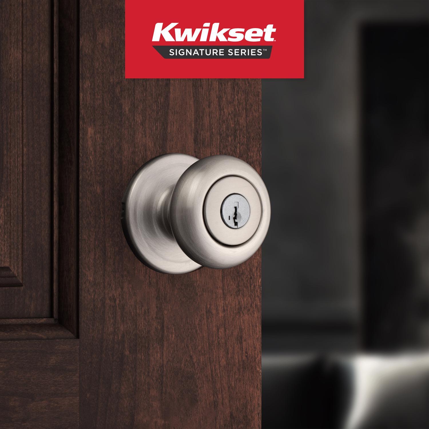 Kwikset SmartKey Juno Satin Nickel Entry Door Knob KW1 1-3/4 in.