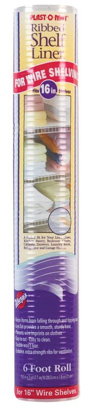 Warp's Plast-O-Mat 6 ft. L X 15-1/2 in. W Clear Non Adhesive Ribbed Shelf Liner