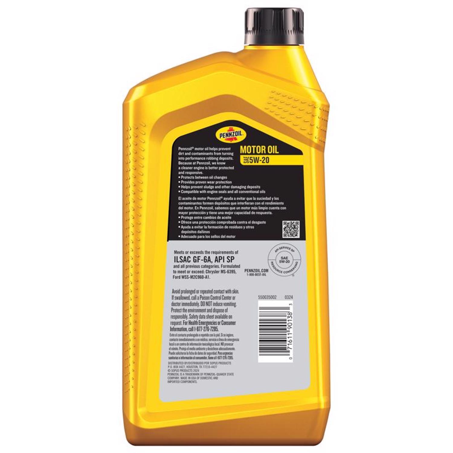 Pennzoil 5W-20 4-Cycle Synthetic Blend Motor Oil 1 qt 1 pk