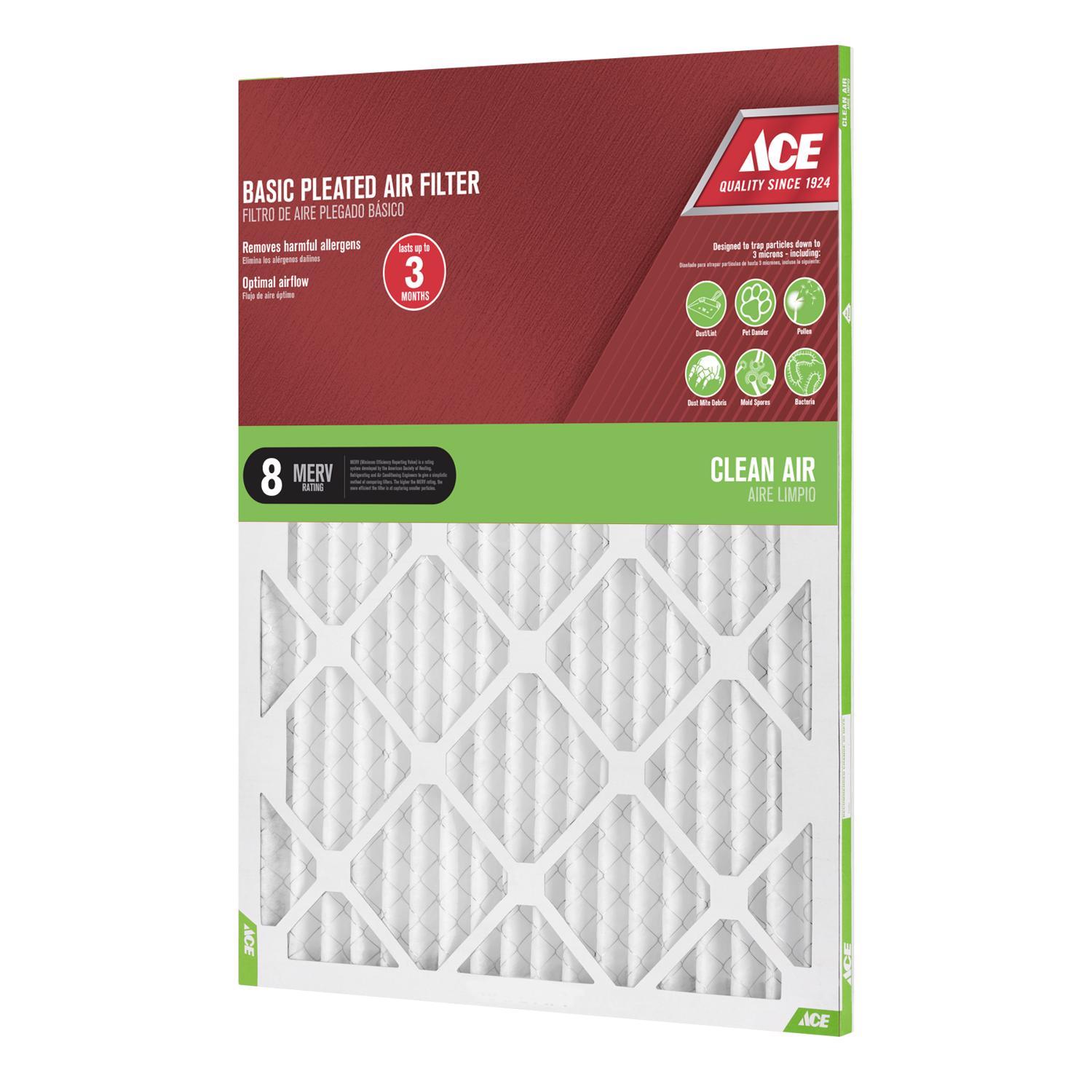 Ace 20 in. W X 30 in. H X 1 in. D Synthetic 8 MERV Pleated Air Filter 1 pk