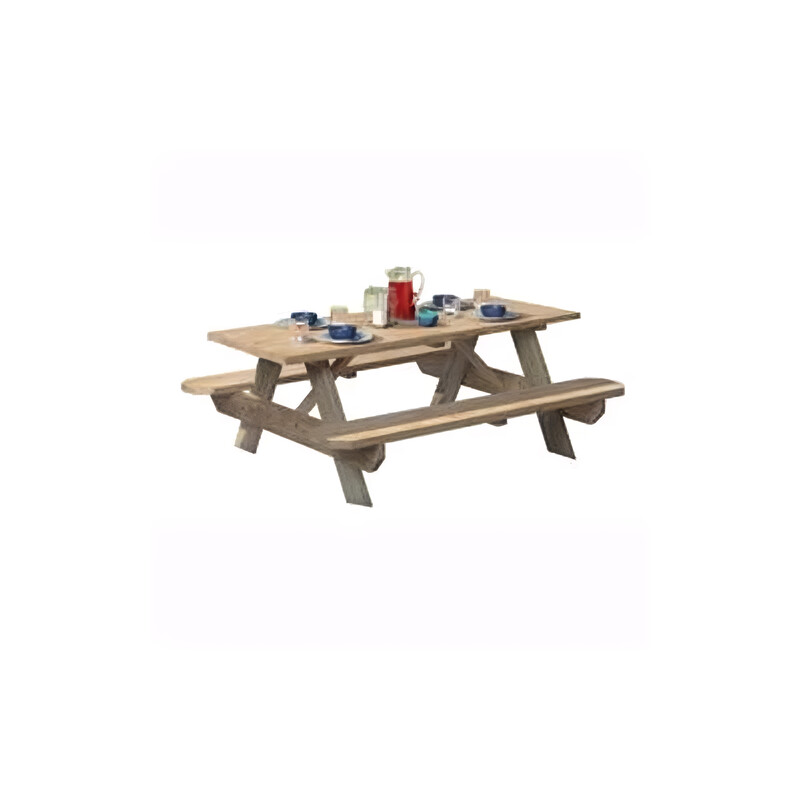 UFP 106116 Picnic Table, 27-1/2 in W, 6 ft H, Pine Table, Southern Yellow Table