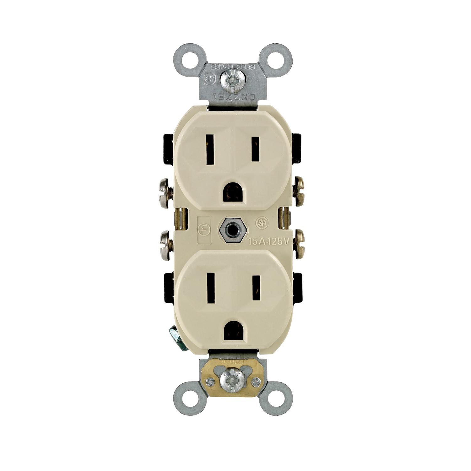 Leviton 15 amps 125 V Ivory Outlet 5-15R 1 pk