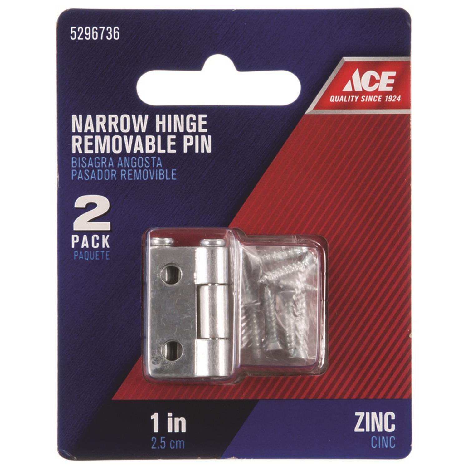 Ace 2.750 in. W X 1 in. L Chrome Silver Steel Narrow Hinge 2 pk