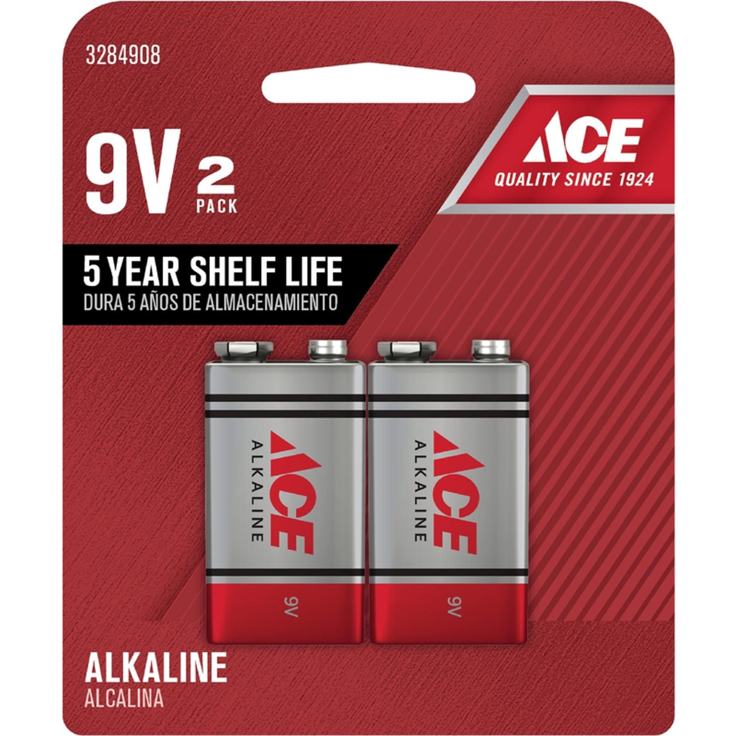Ace 9-Volt Alkaline Batteries 2 pk Carded