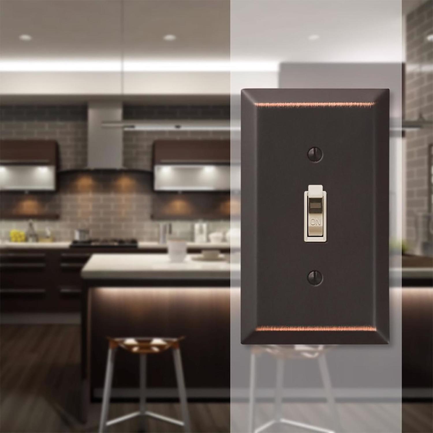 Amerelle Century Aged Bronze 1 gang Stamped Steel Toggle Wall Plate 1 Pack