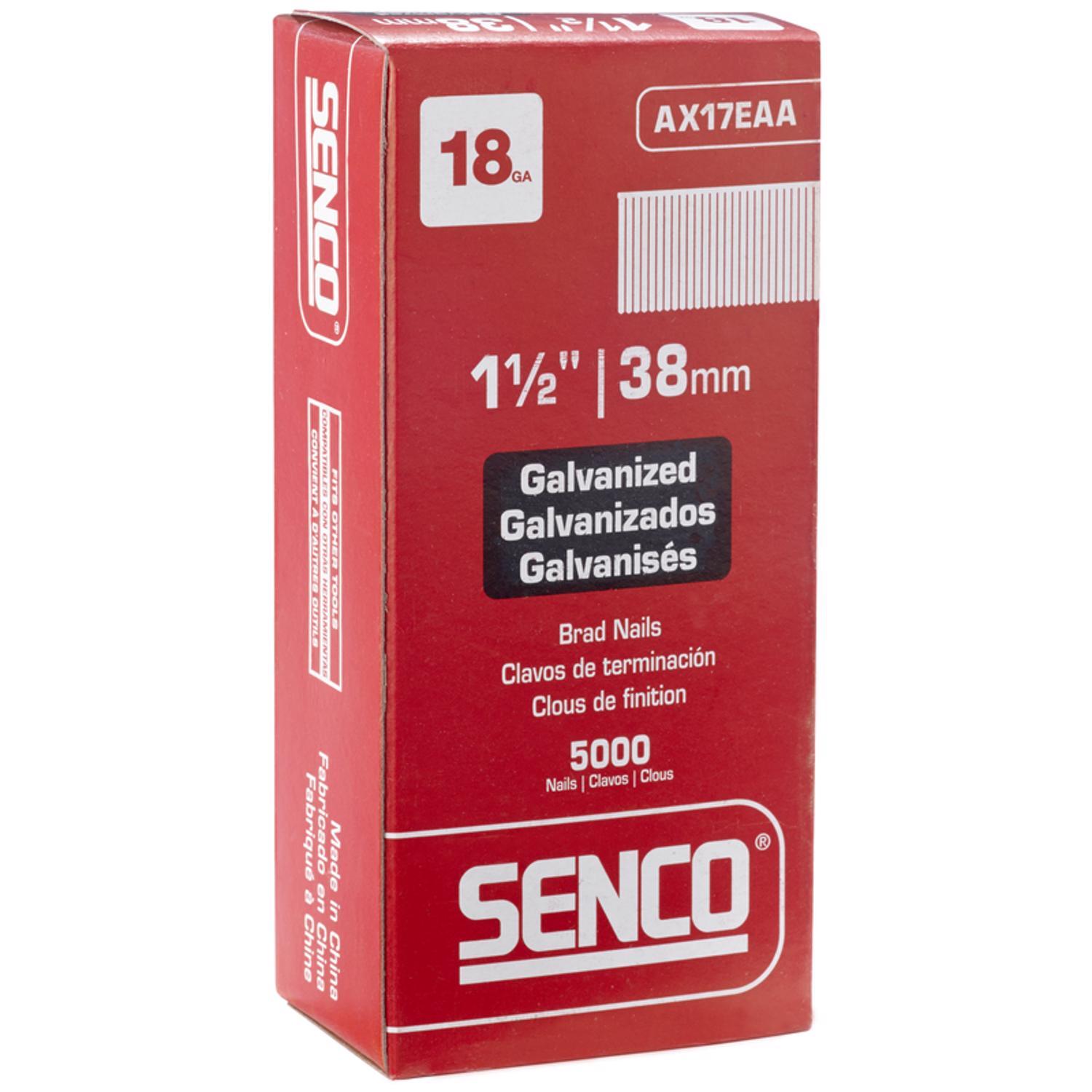 Senco 1-1/2 in. L X 18 Ga. Straight Strip Galvanized Brad Nails 5000 pk