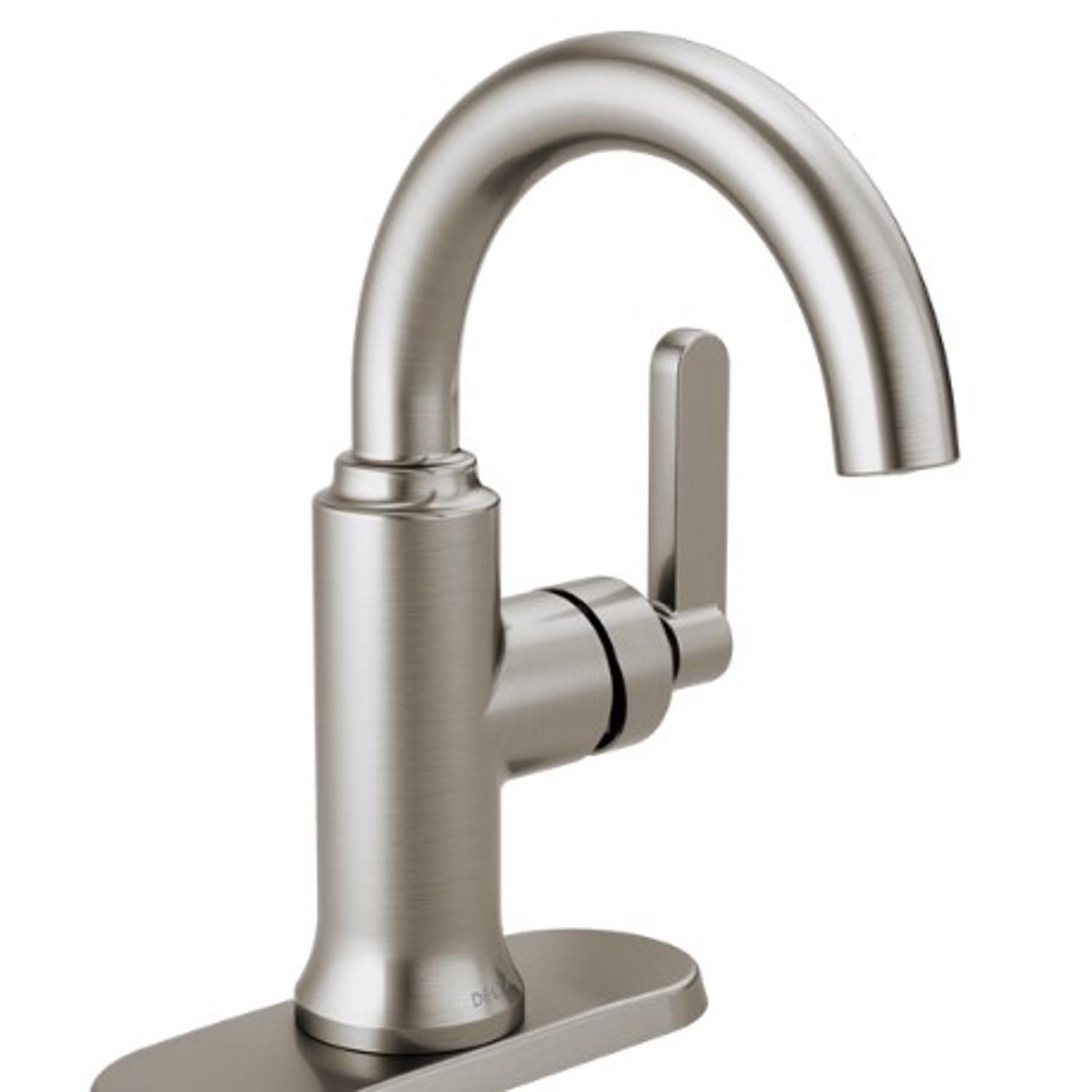 Delta Alux Brushed Nickel Pop-up Bathroom Sink Faucet 4 in.