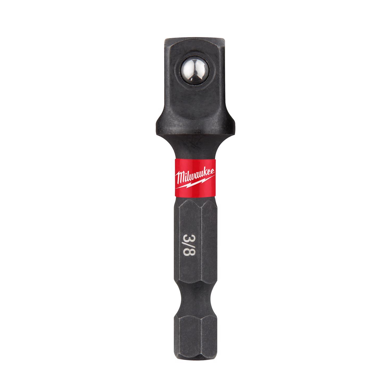 Milwaukee Shockwave Hex/Square 3/8 in. X 2 in. L Socket Adapter Heat-Treated Steel 1 pk