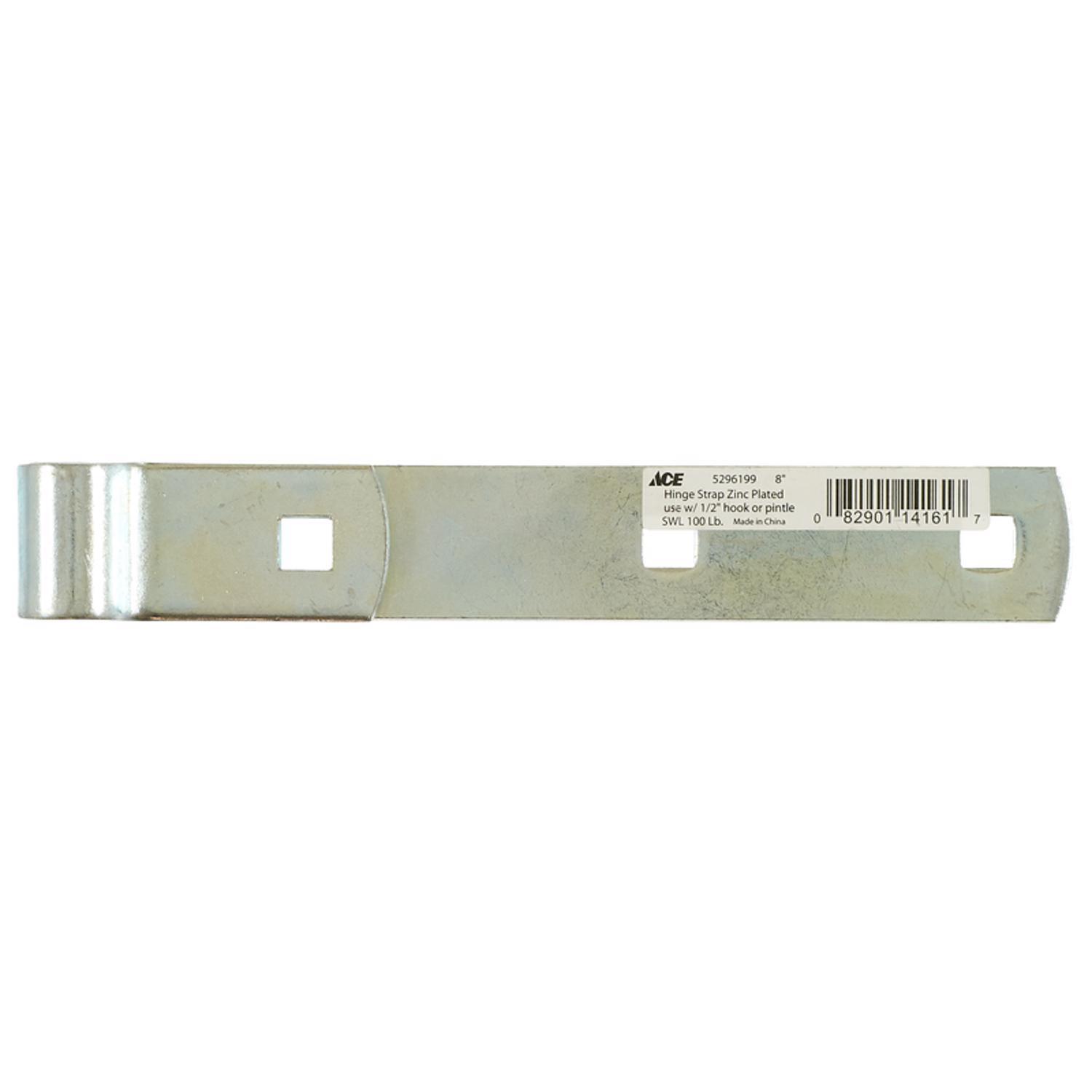 Ace 8 in. L Zinc-Plated Steel Hinge Strap 1 pk