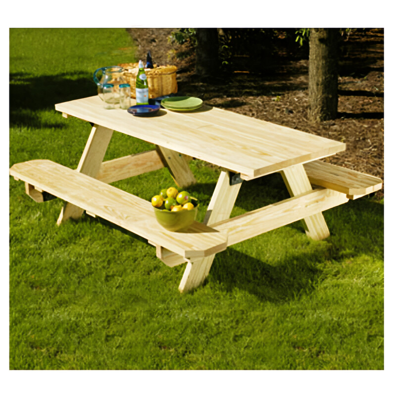 UFP 106116 Picnic Table, 27-1/2 in W, 6 ft H, Pine Table, Southern Yellow Table